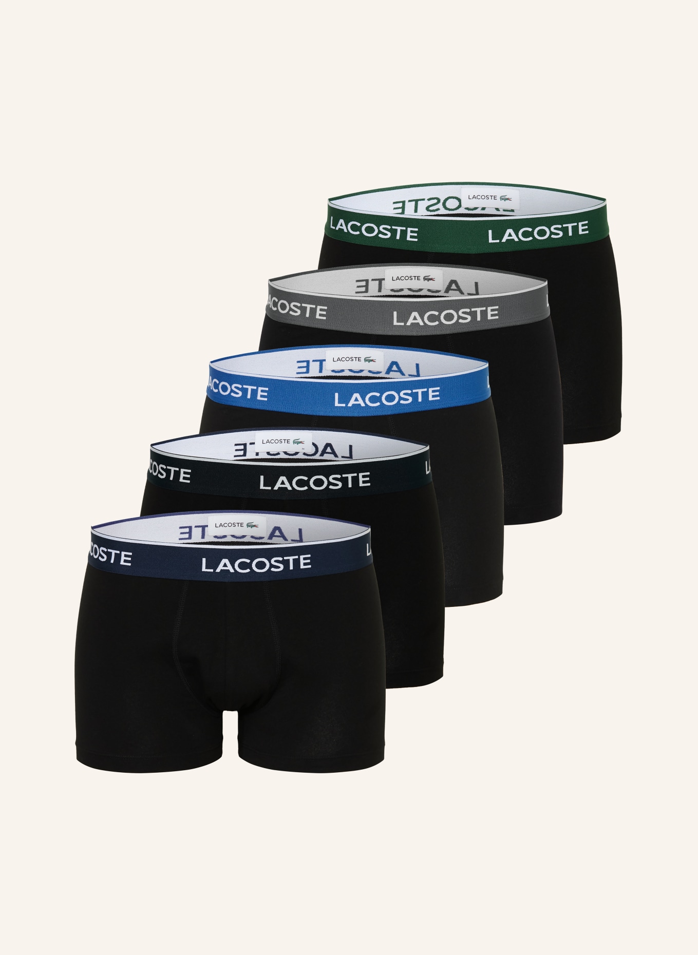LACOSTE Balení 5 kusů boxerek: ČERNÁ