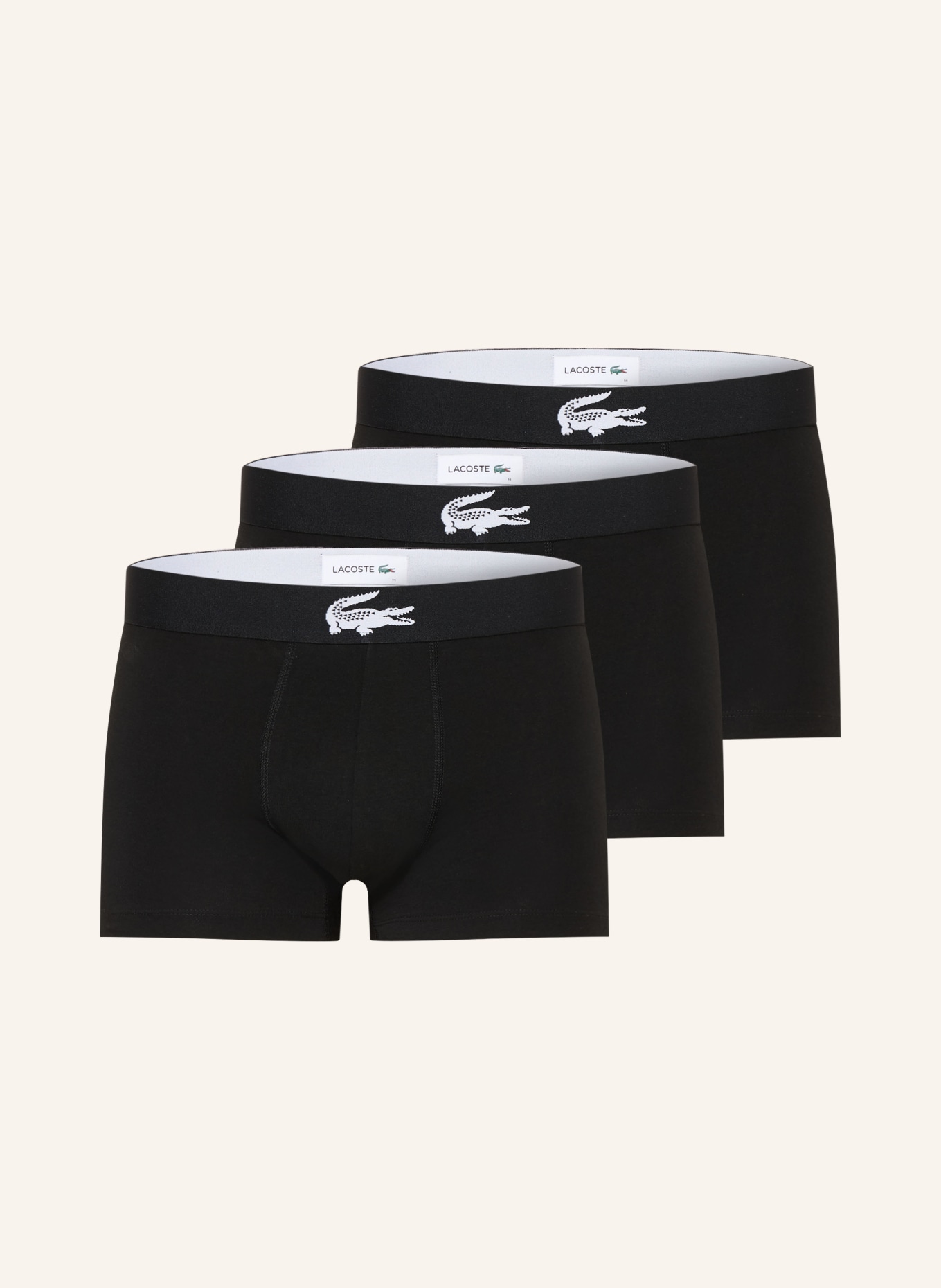 LACOSTE 3er-Pack Boxershorts: SCHWARZ / WEISS