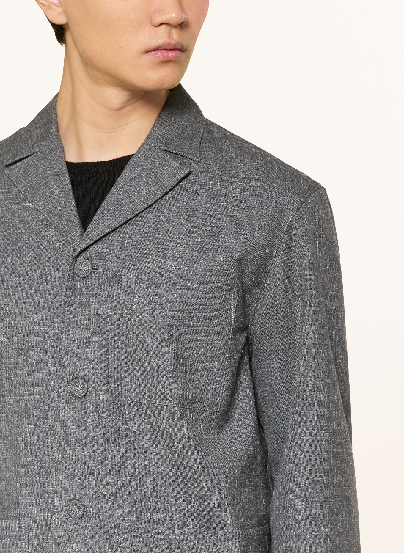 Officine Générale Marynarka ARCHER slim fit: SZARY