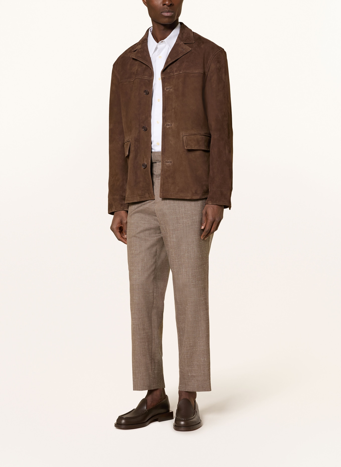 Officine Générale ERICKSON leather overjacket: BROWN