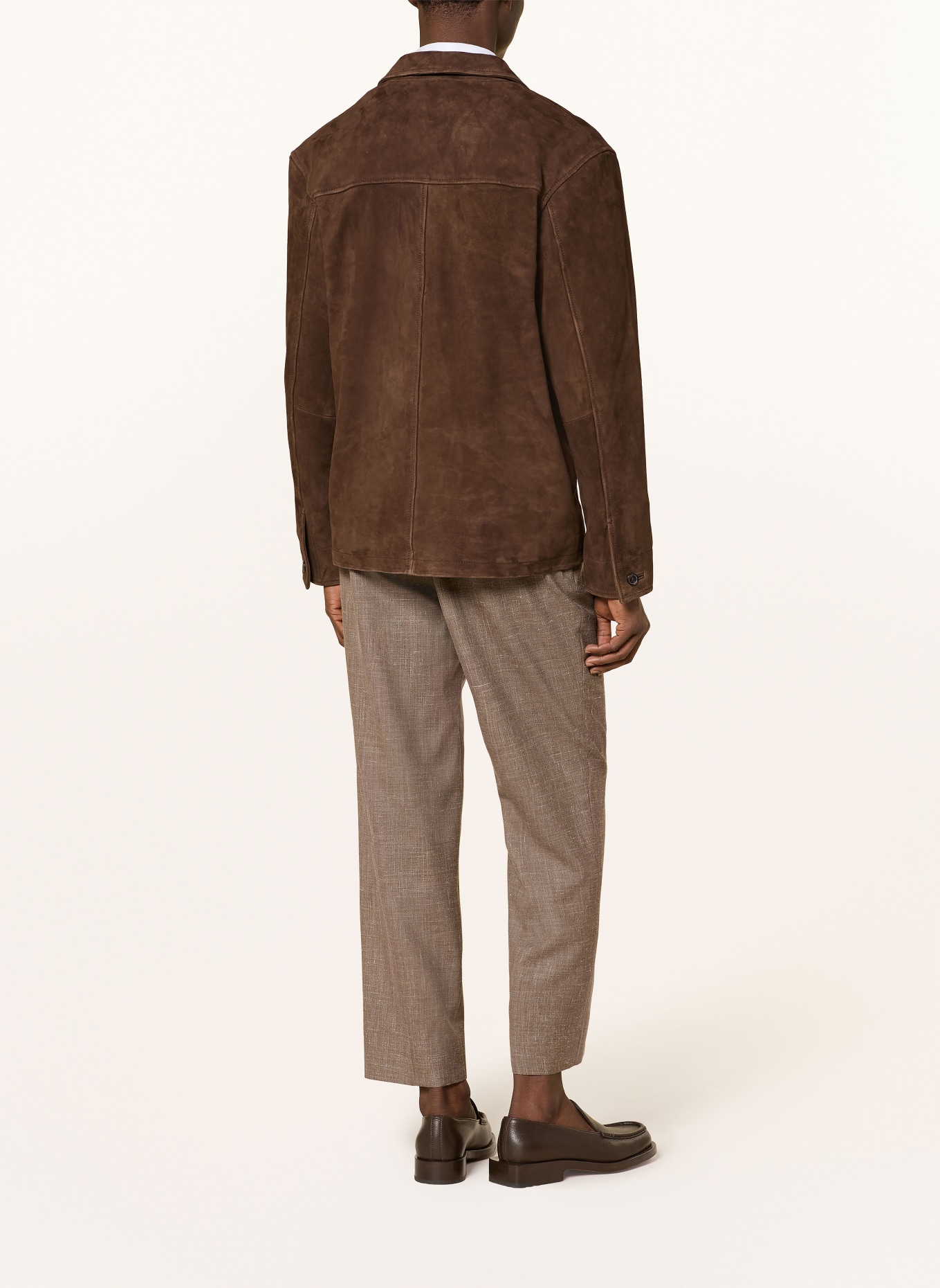 Officine Générale ERICKSON leather overjacket: BROWN