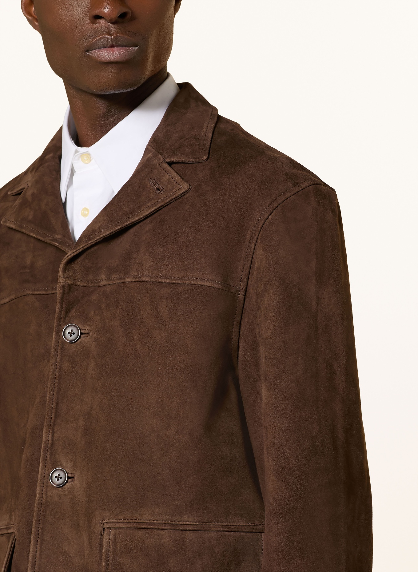 Officine Générale ERICKSON leather overjacket: BROWN