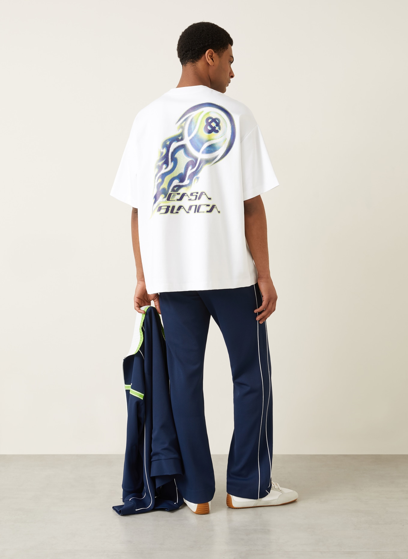 Casablanca T-Shirt FLAMING TENNIS BALL: WEISS / NEONGELB / BLAU