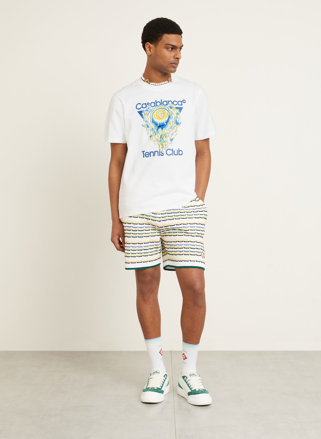 Casablanca T-Shirt TENNIS CLUB ICON: WEISS / GELB / BLAU