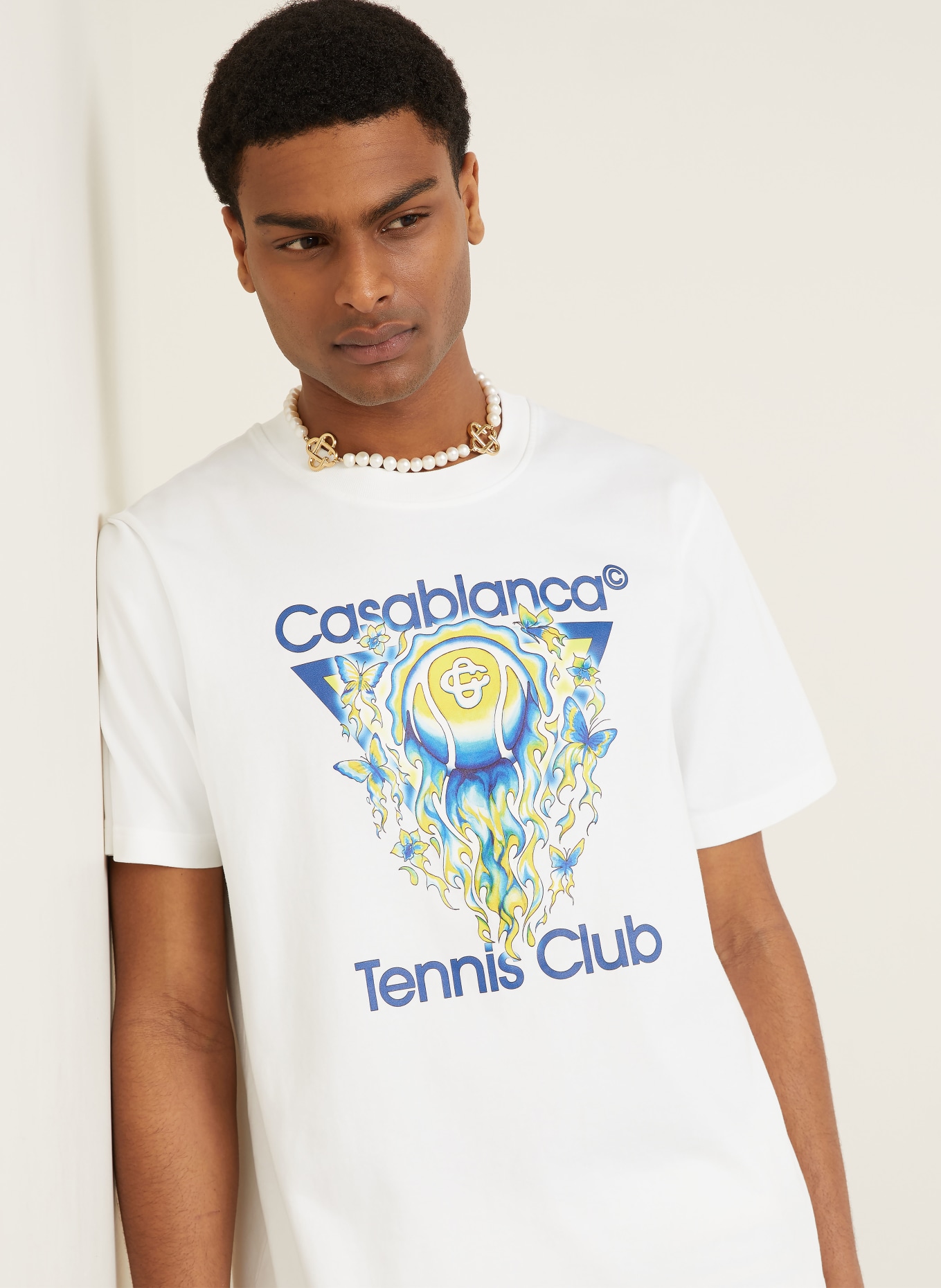 Casablanca T-Shirt TENNIS CLUB ICON: WEISS / GELB / BLAU