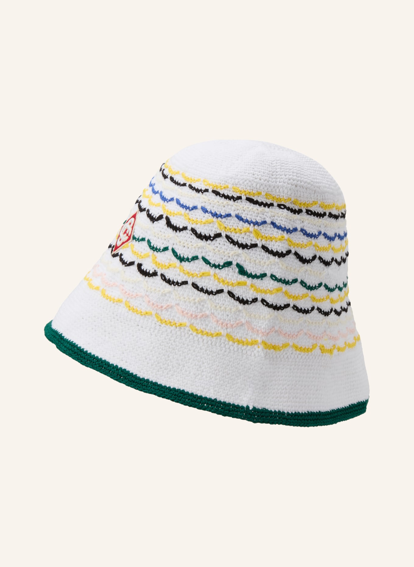 Casablanca bucket hat: WHITE / DARK GREEN / BLACK