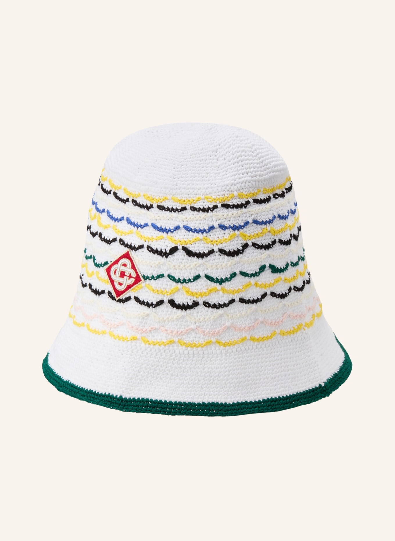 Casablanca bucket hat: WHITE / DARK GREEN / BLACK