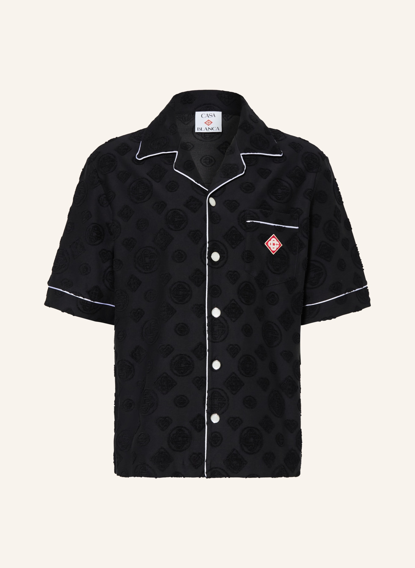 Casablanca Resorthemd Comfort Fit: SCHWARZ / WEISS