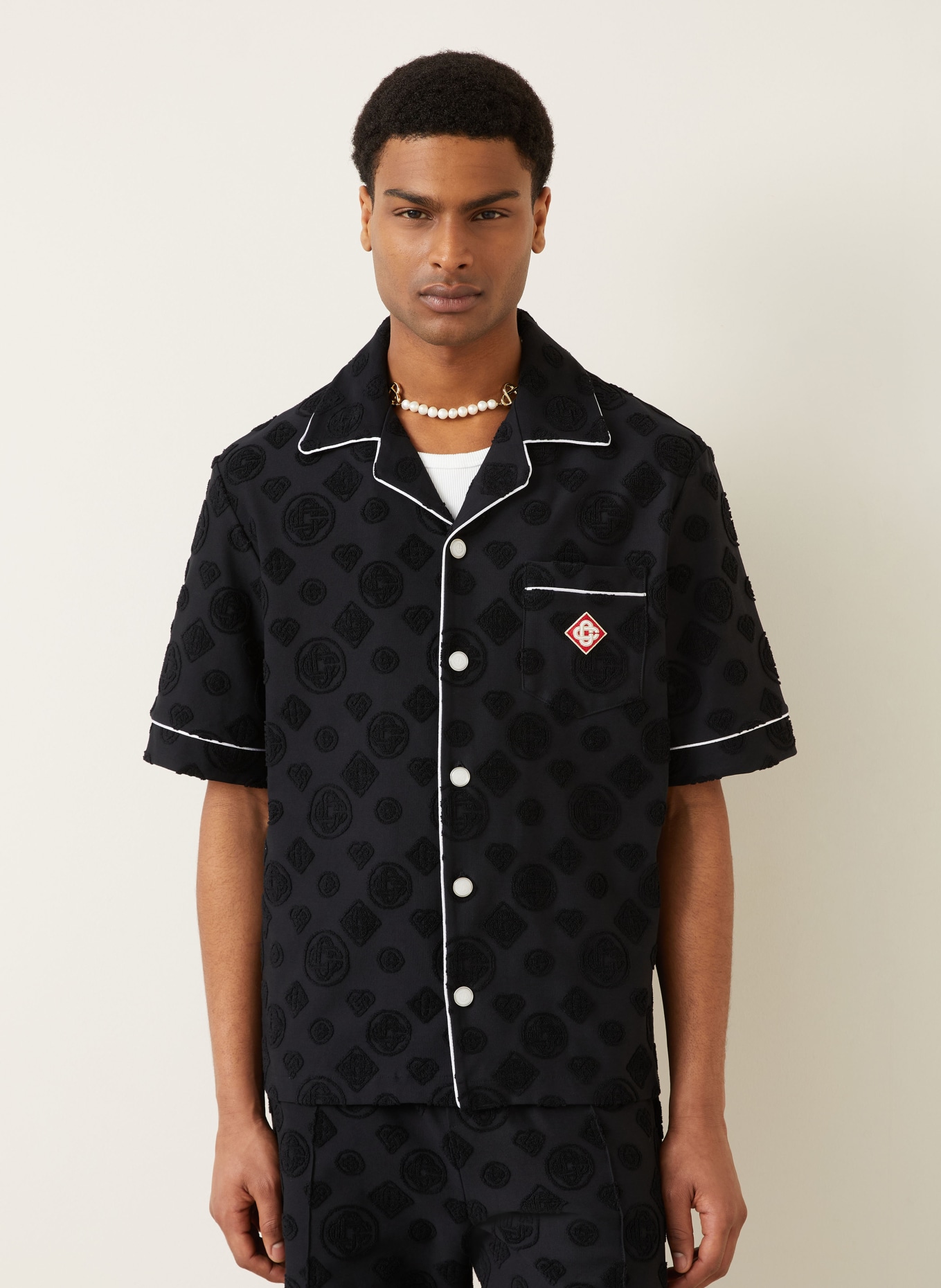 Casablanca Resorthemd Comfort Fit: SCHWARZ / WEISS