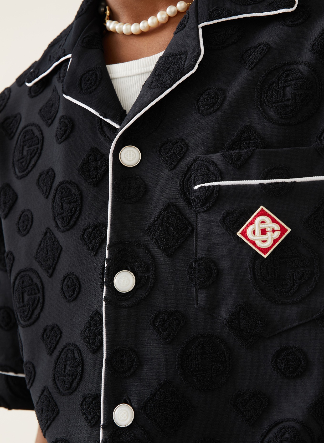 Casablanca Resorthemd Comfort Fit: SCHWARZ / WEISS