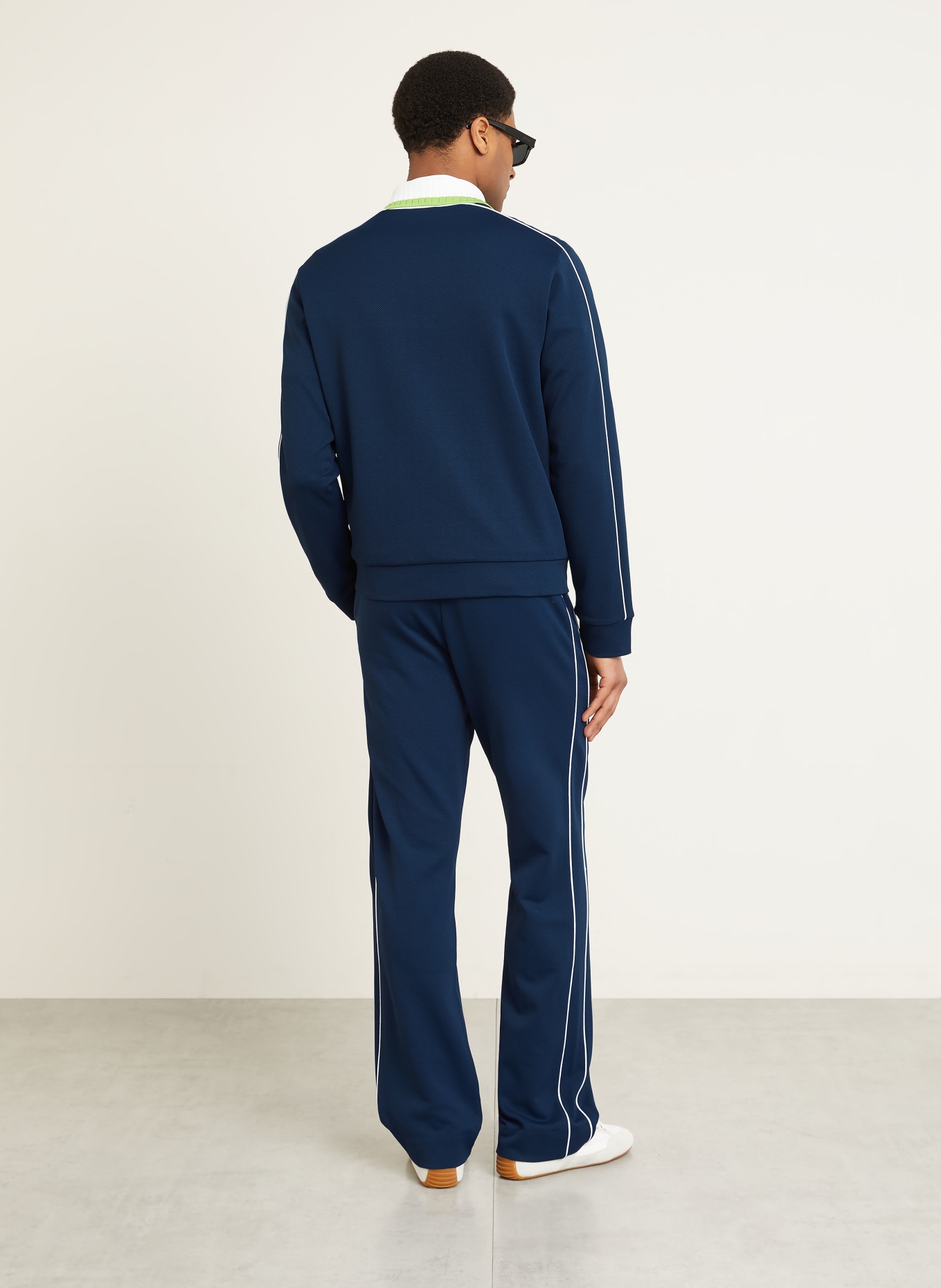 Casablanca Track Jacket aus Piqué: DUNKELBLAU / NEONGRÜN / WEISS