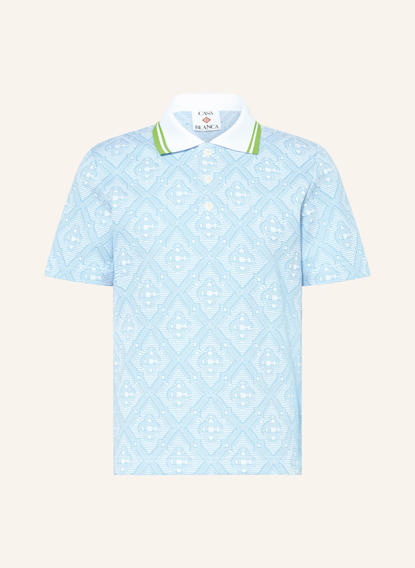 Casablanca Jacquard-Poloshirt: TÜRKIS / HELLGRÜN / WEISS