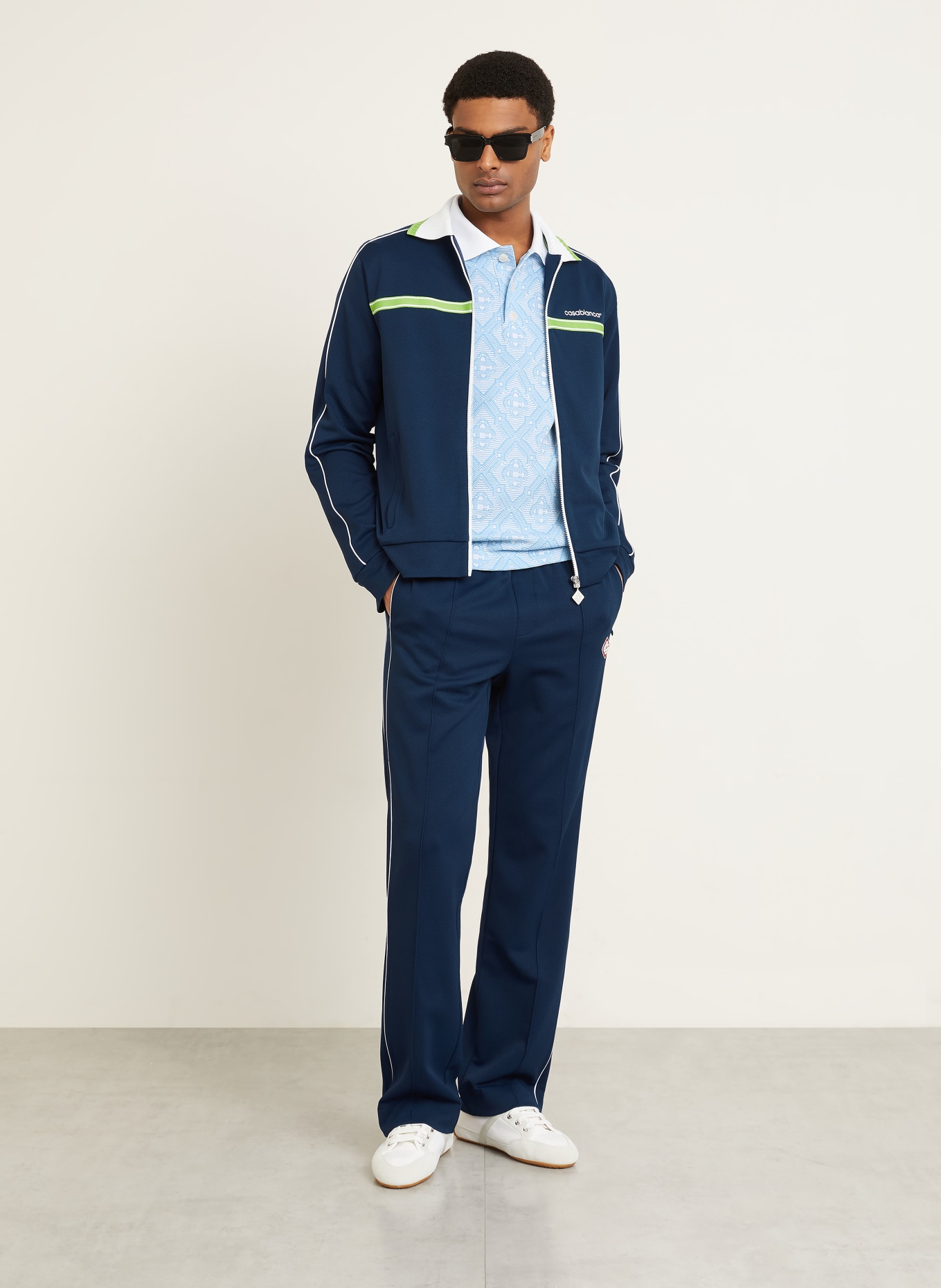 Casablanca Jacquard-Poloshirt: TÜRKIS / HELLGRÜN / WEISS