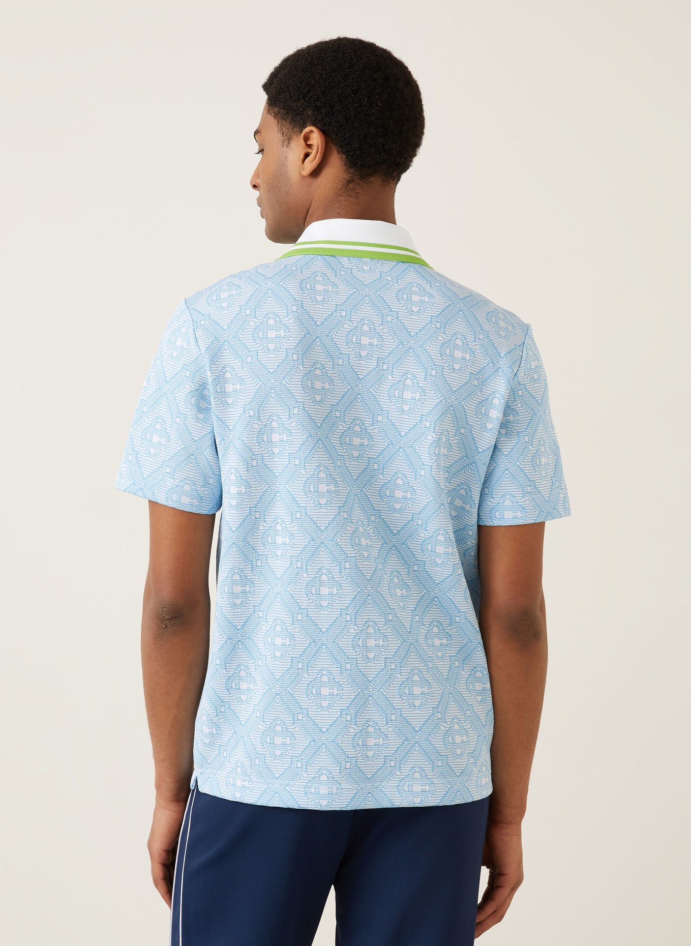 Casablanca Jacquard-Poloshirt: TÜRKIS / HELLGRÜN / WEISS