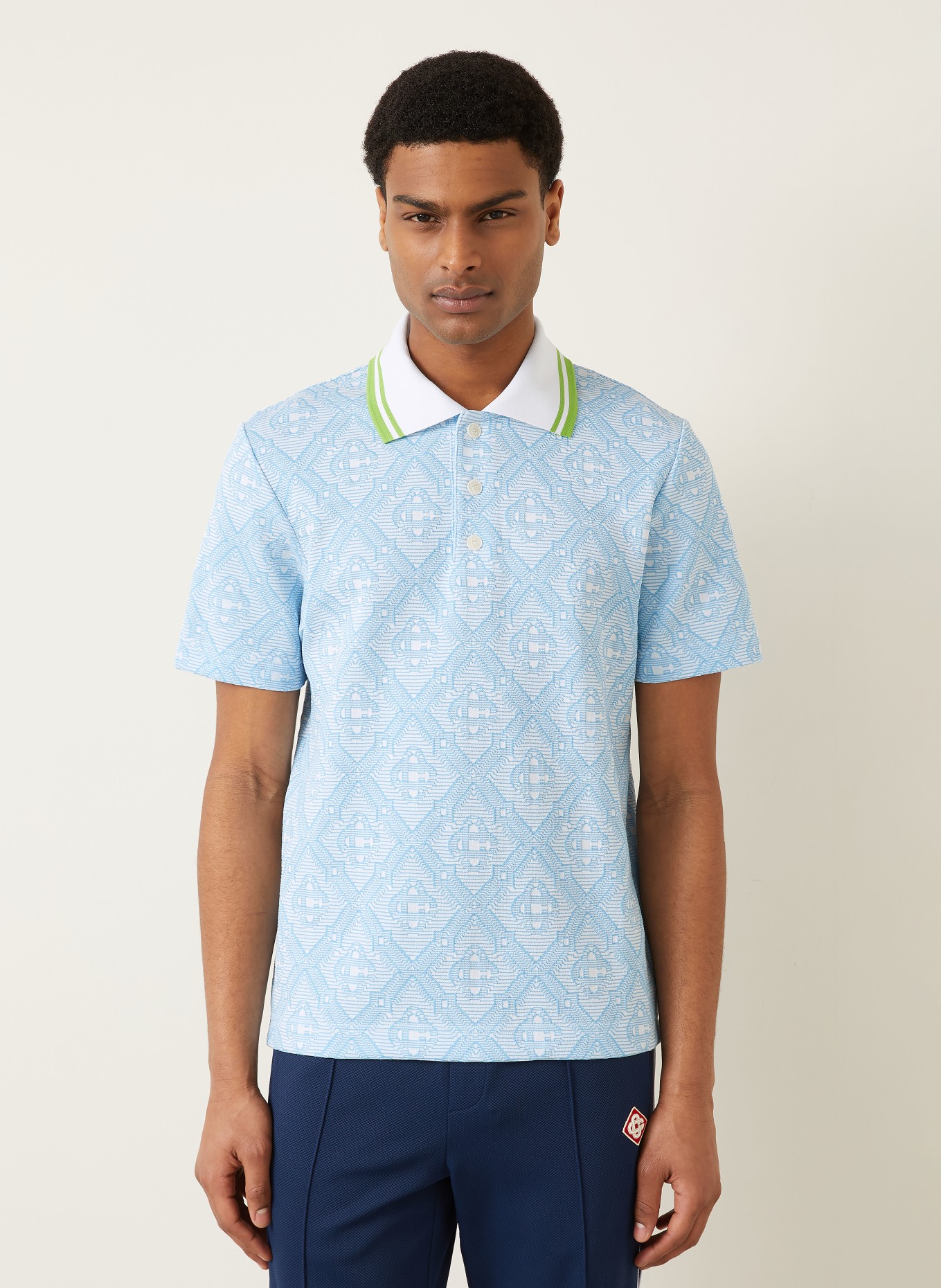 Casablanca Jacquard-Poloshirt: TÜRKIS / HELLGRÜN / WEISS