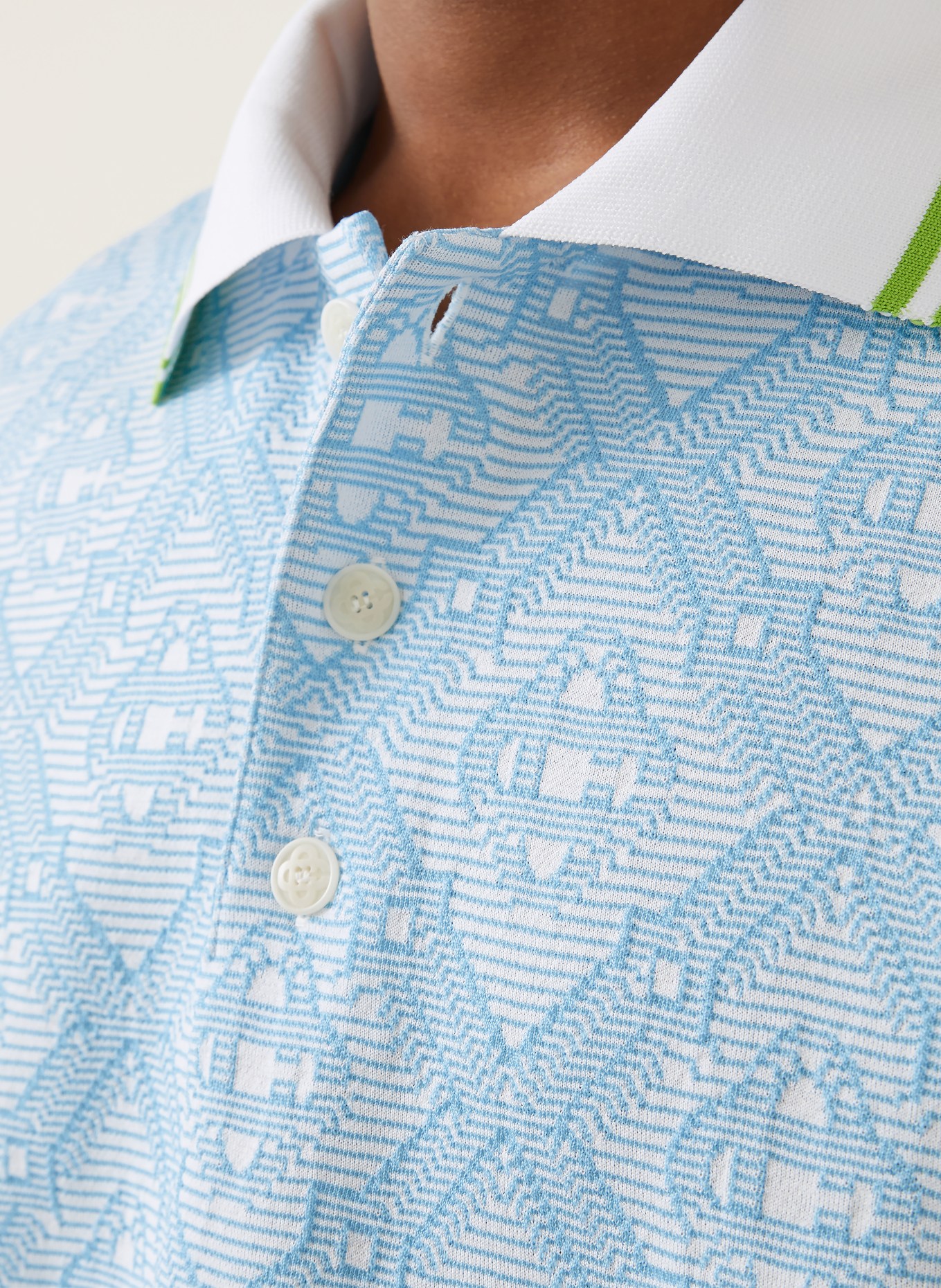 Casablanca Jacquard-Poloshirt: TÜRKIS / HELLGRÜN / WEISS