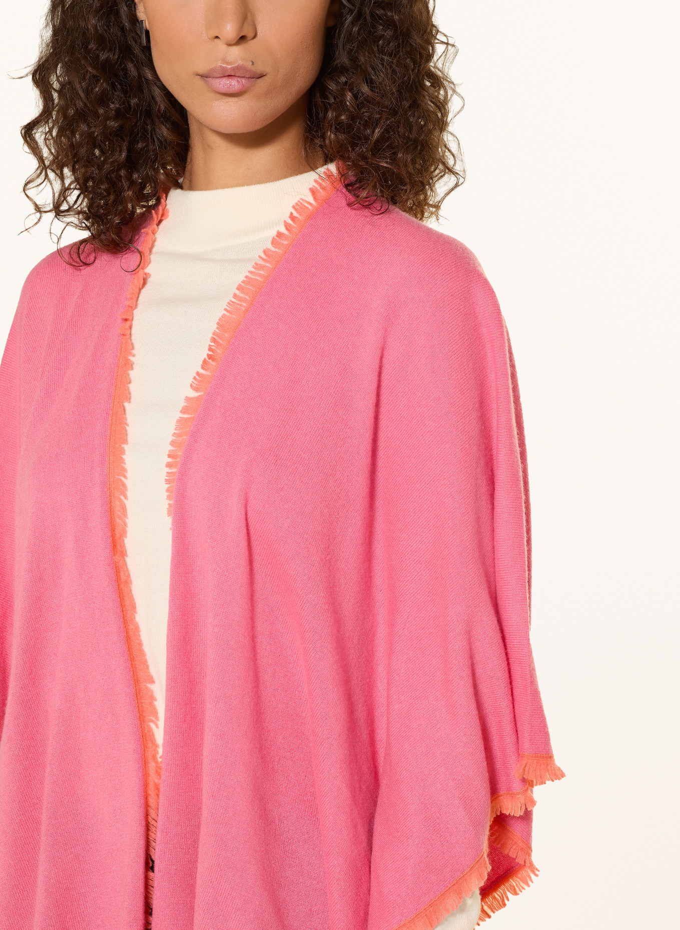 REPEAT Cashmere-Cape: PINK / ORANGE