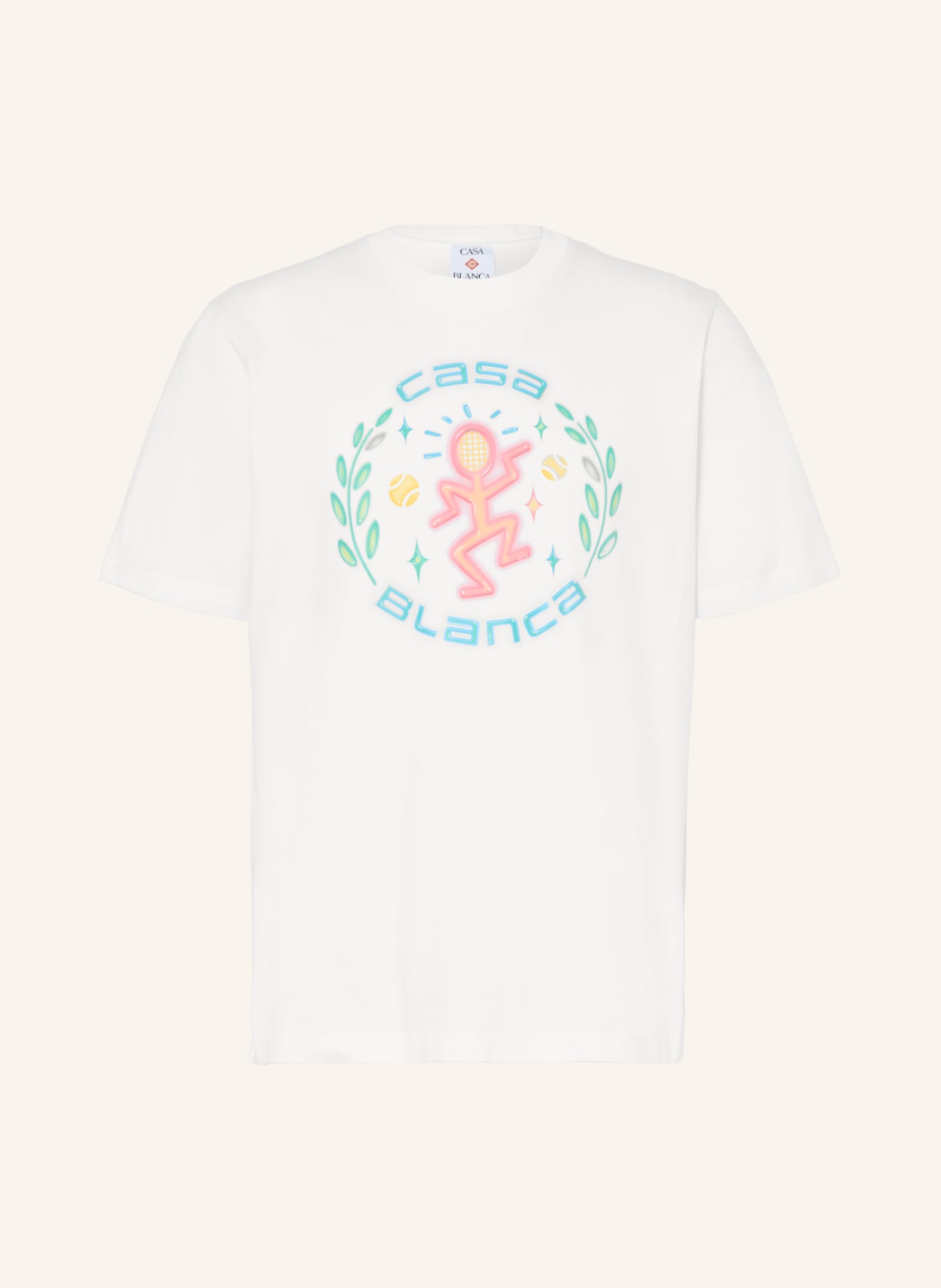 Casablanca DANCE JOY T-shirt: WHITE / PINK / TURQUOISE