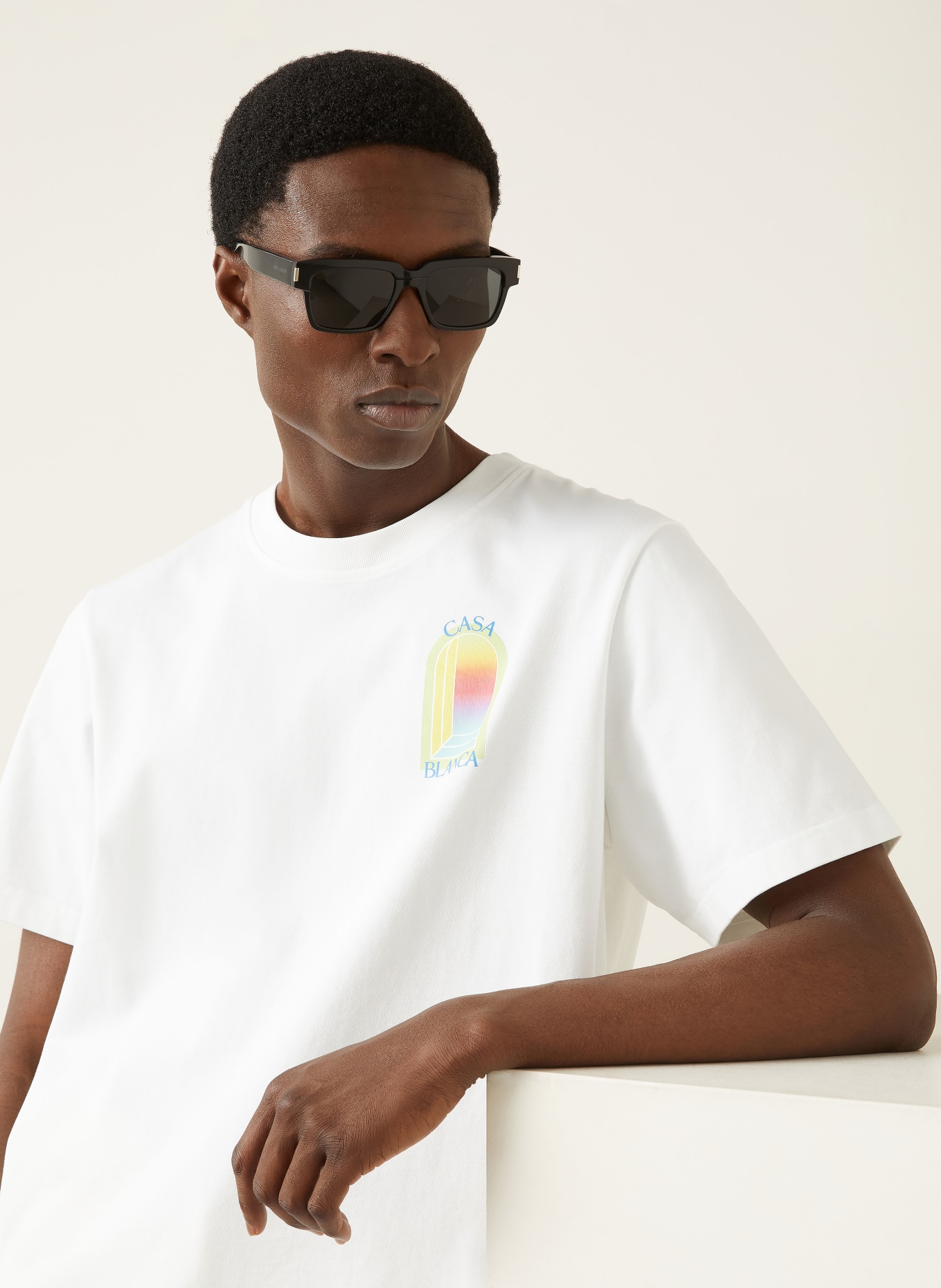 Casablanca T-Shirt L'ARCHE: WEISS / ROT / HELLGRÜN