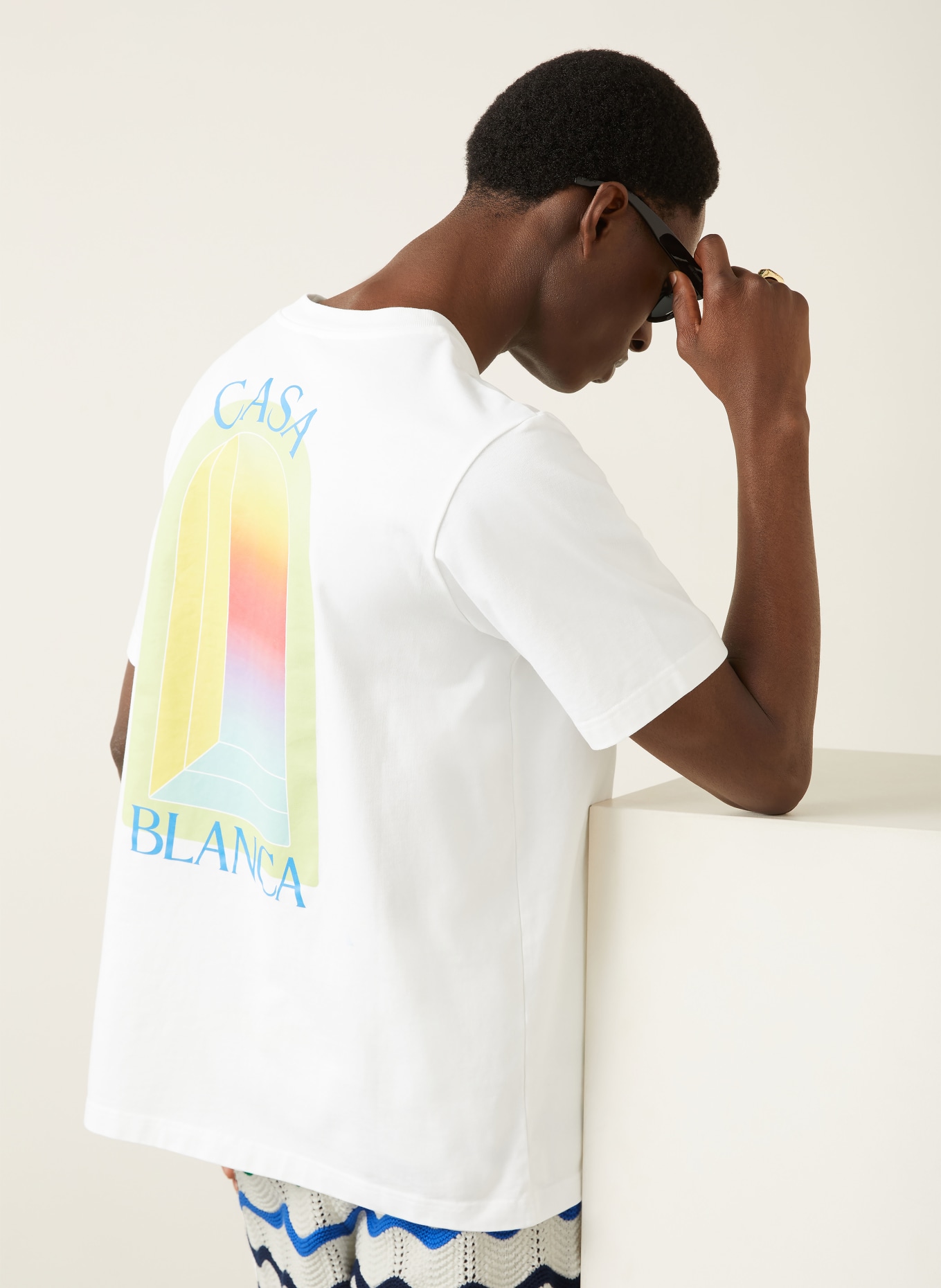 Casablanca T-Shirt L'ARCHE: WEISS / ROT / HELLGRÜN