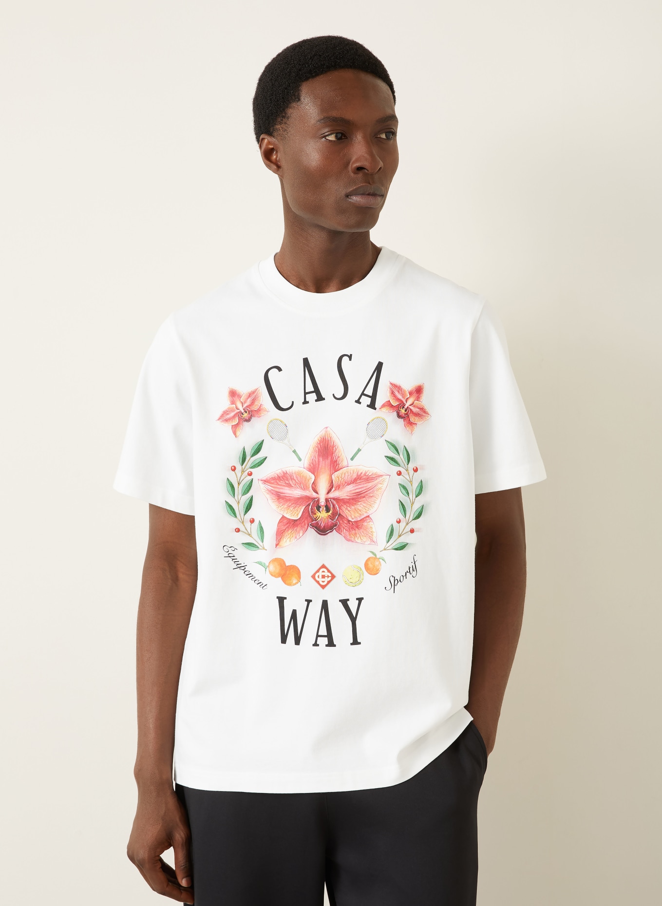 Casablanca CASA WAY ORCHID T-shirt: WHITE / RED / GREEN