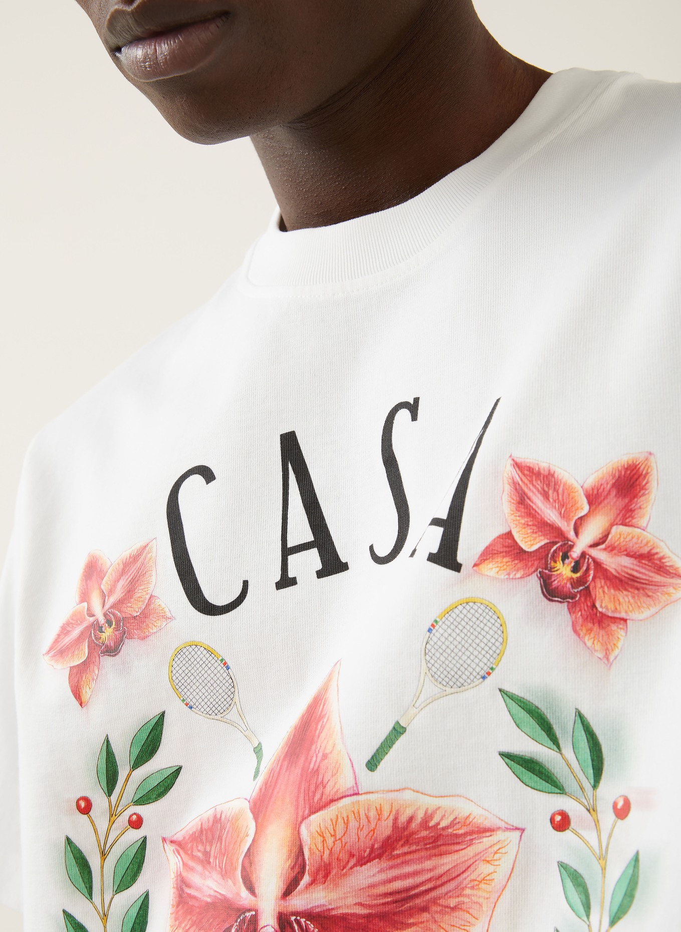 Casablanca CASA WAY ORCHID T-shirt: WHITE / RED / GREEN
