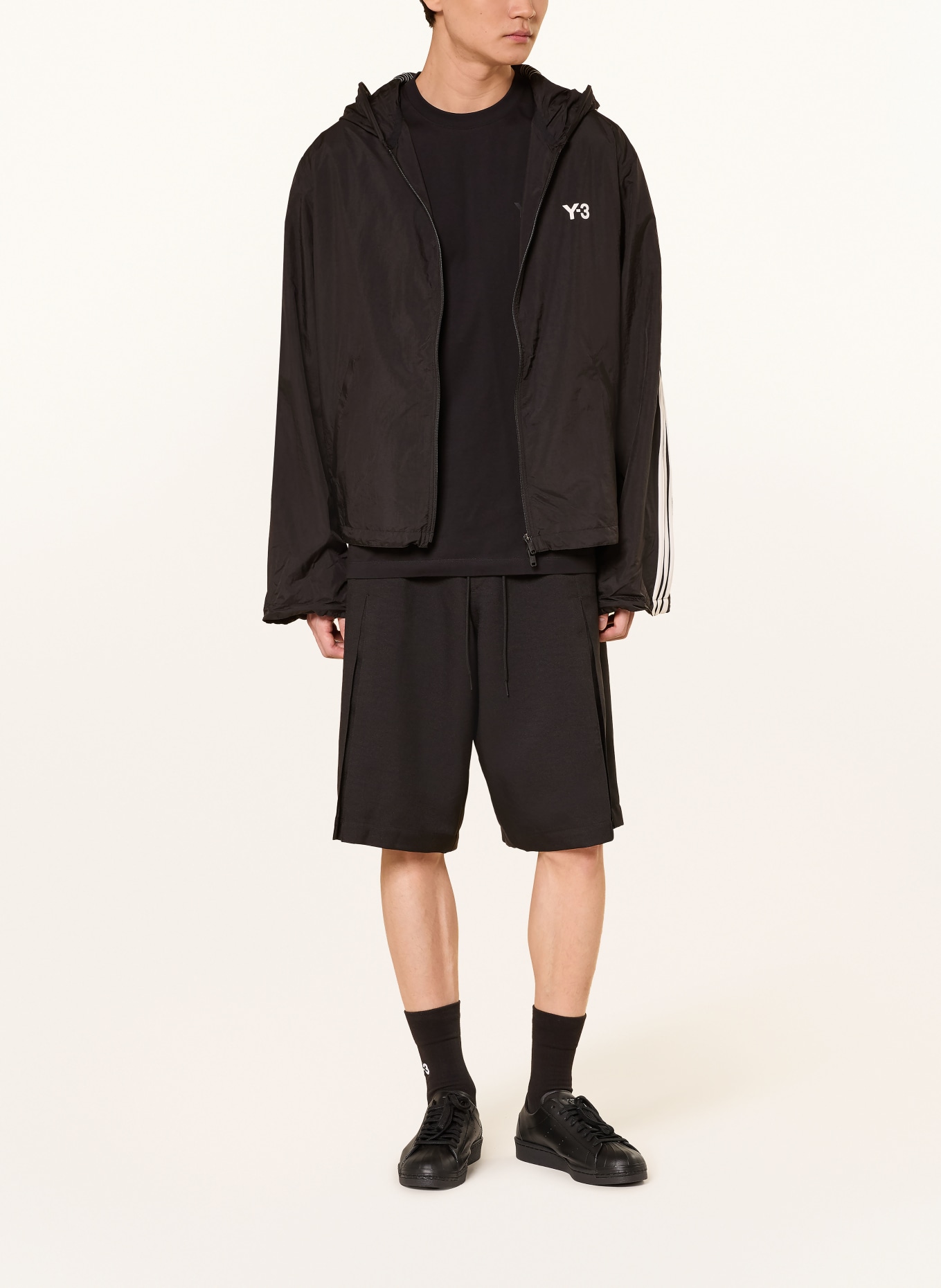 Y-3 SPORT UNIFORM Oversized Fit Shorts: BLACK