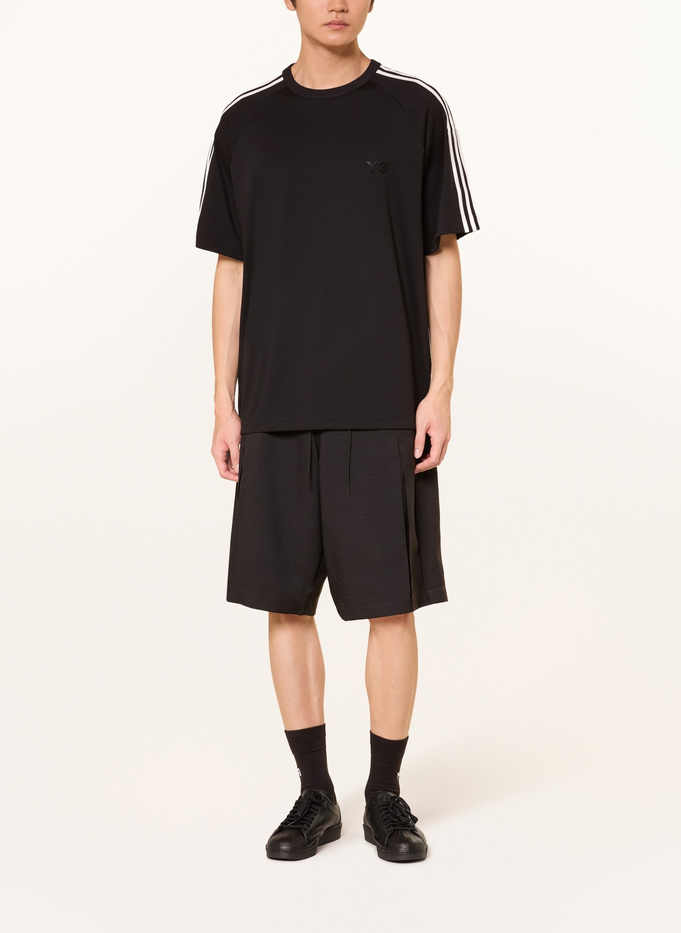 Y-3 Tričko s pruhy: ČERNÁ