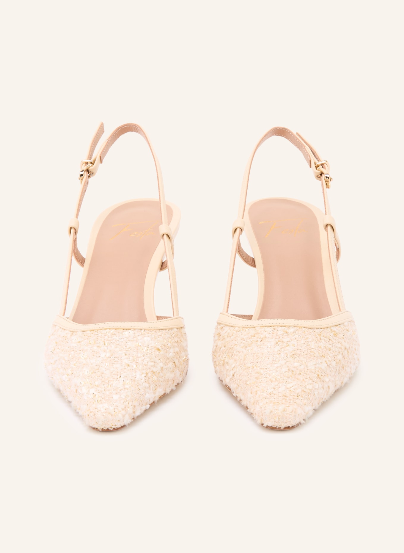 FESTA Czółenka z paskiem PALMI PLUMA: KREMOWY / ZŁOTY