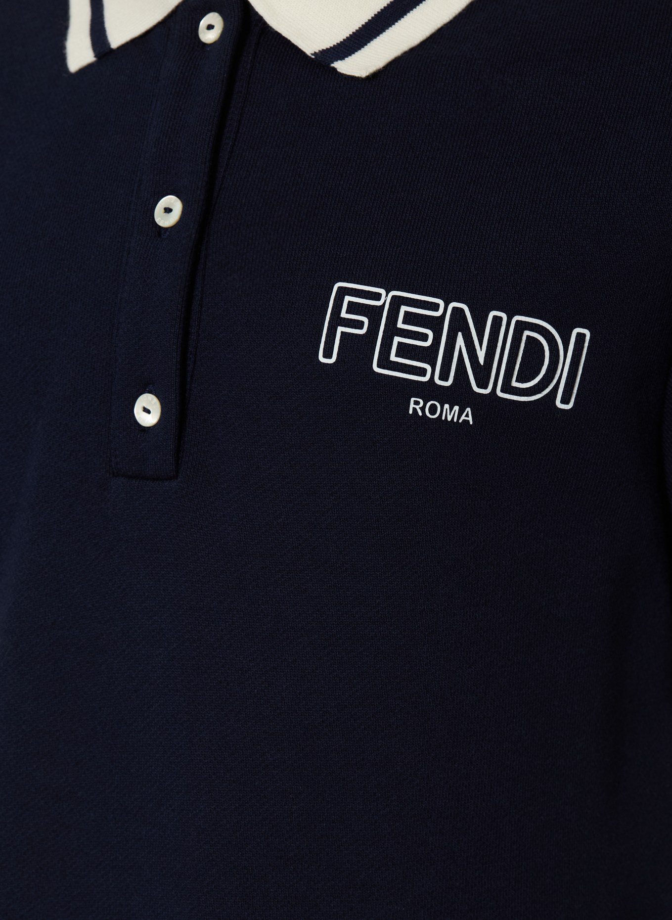 FENDI Piqué-Polokleid: DUNKELBLAU / WEISS