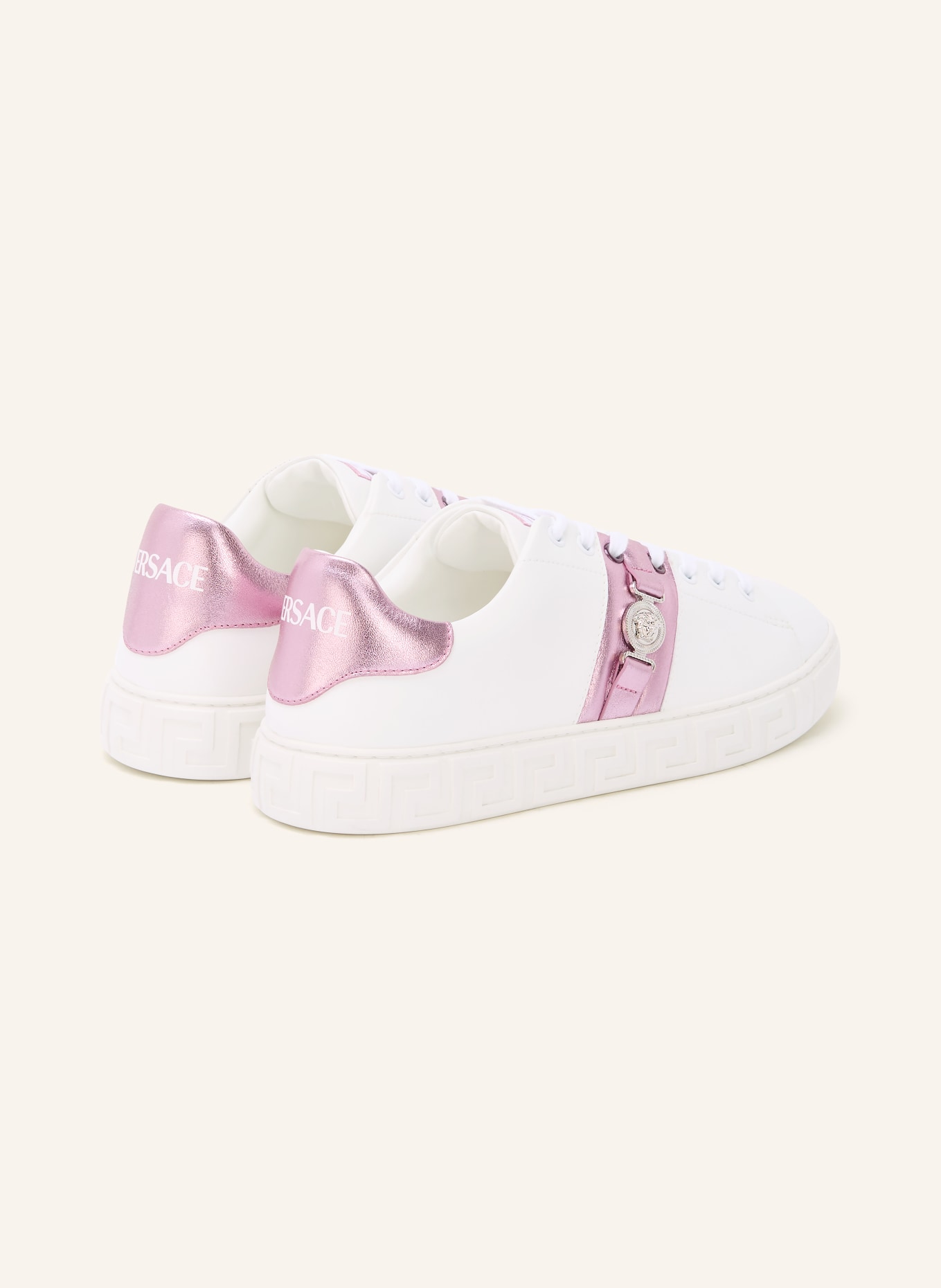 VERSACE Sneaker GRECA: WEISS / ROSÉ