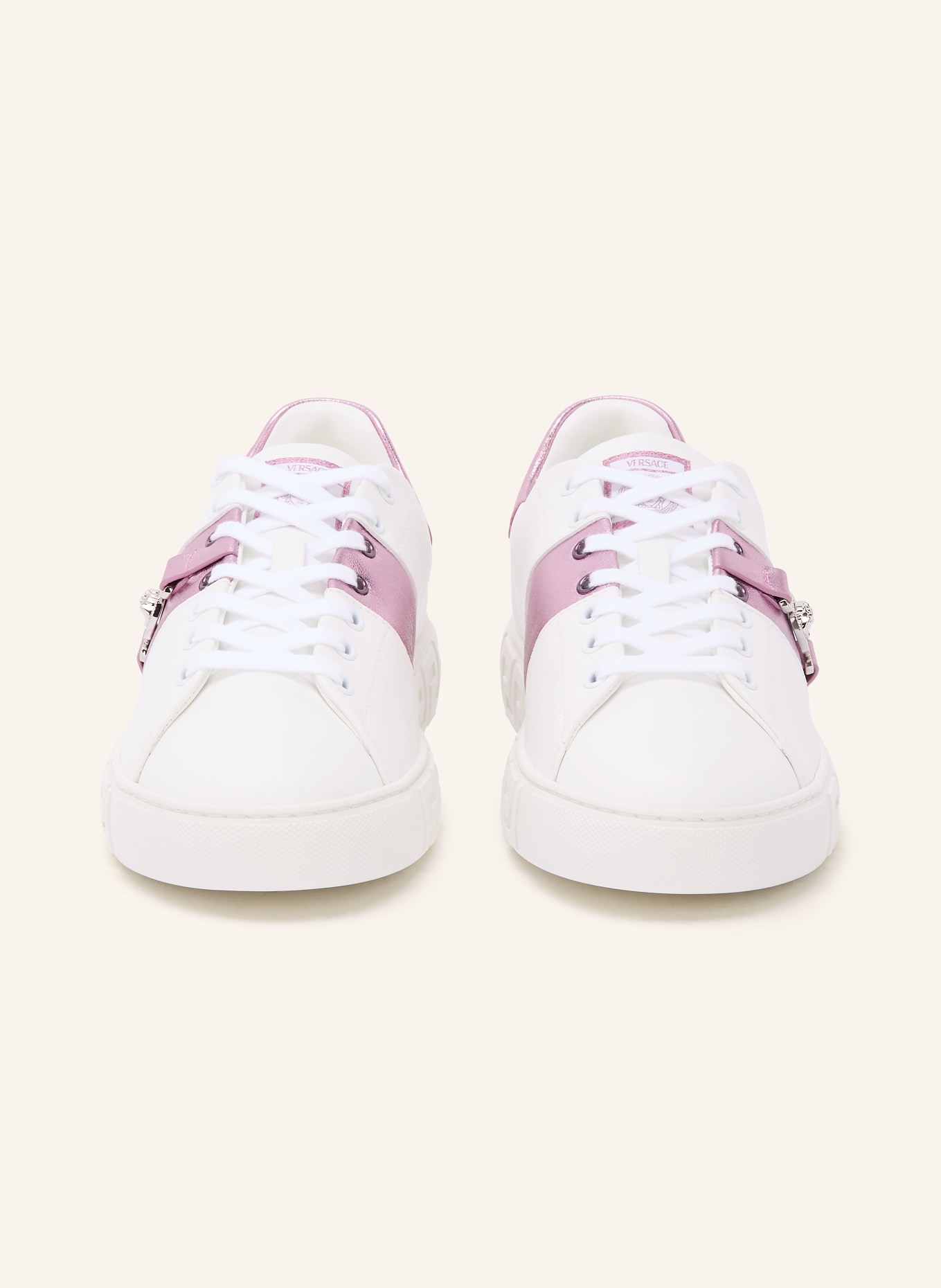 VERSACE Sneaker GRECA: WEISS / ROSÉ