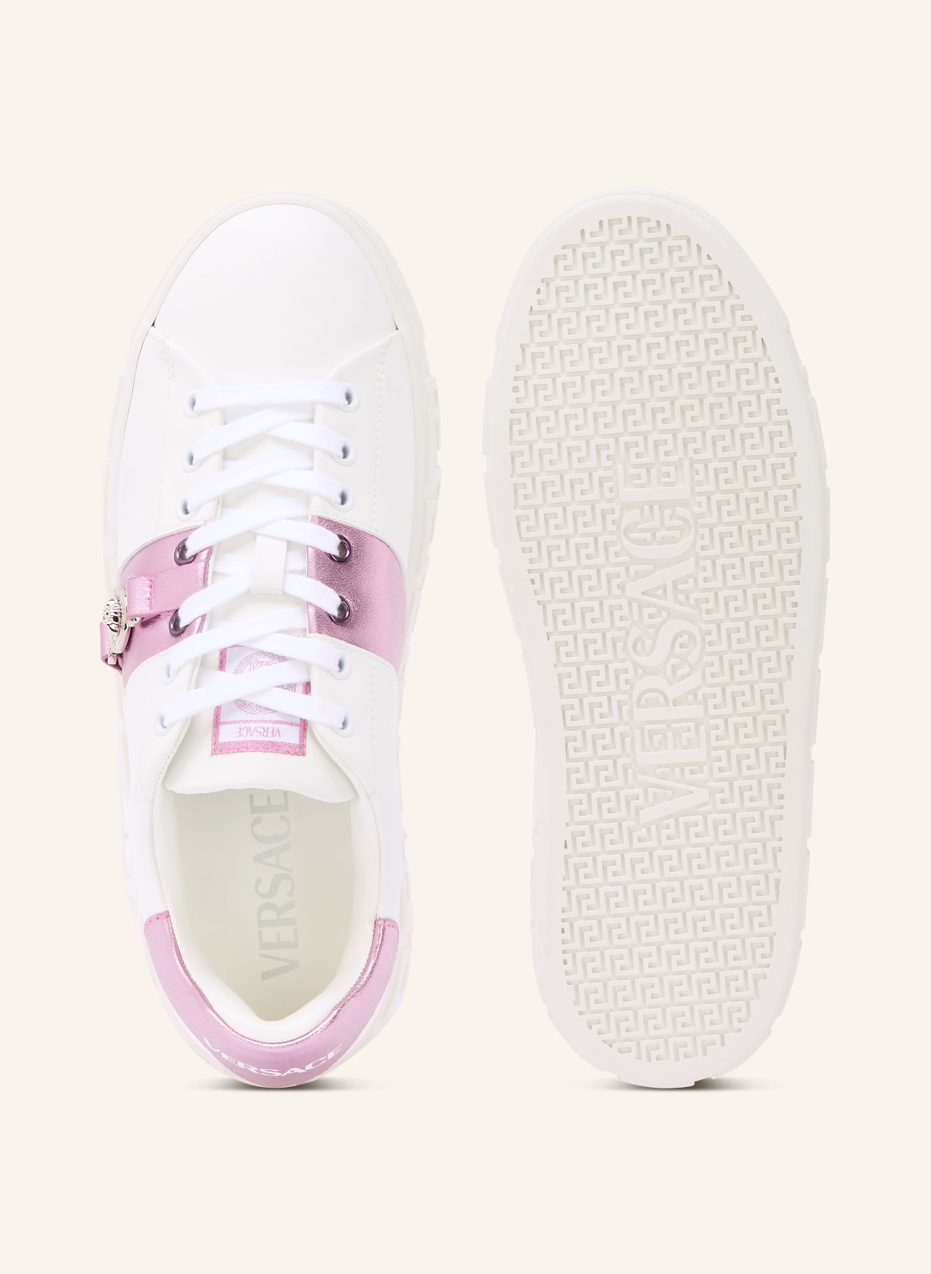 VERSACE Sneaker GRECA: WEISS / ROSÉ