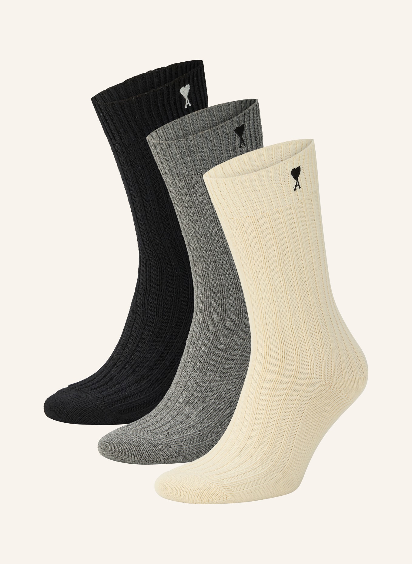 AMI PARIS 3er-Pack Strümpfe: SCHWARZ / ECRU / GRAU