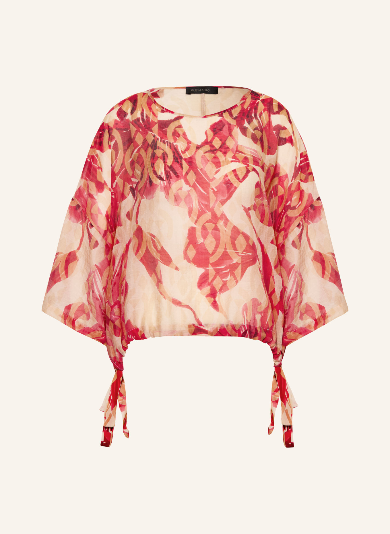 ELENA MIRO Blusenshirt mit 3/4-Arm: ROT / HELLBRAUN