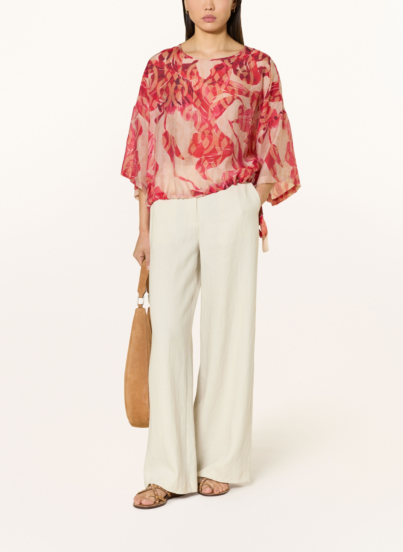 ELENA MIRO Blusenshirt mit 3/4-Arm: ROT / HELLBRAUN