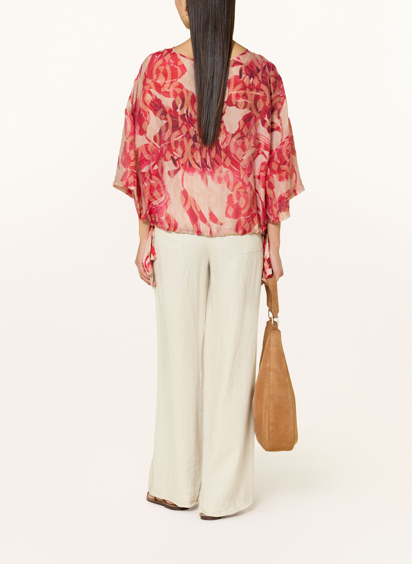 ELENA MIRO Blusenshirt mit 3/4-Arm: ROT / HELLBRAUN