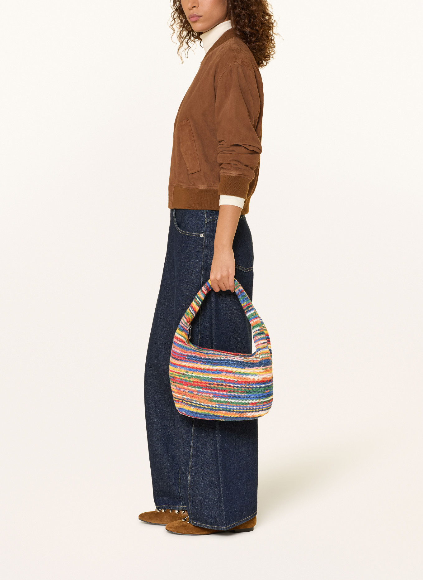 NÚNOO Torebka AGNES CROCHET MULTI LARGE: CZERWONY / ŻÓŁTY / ZIELONY