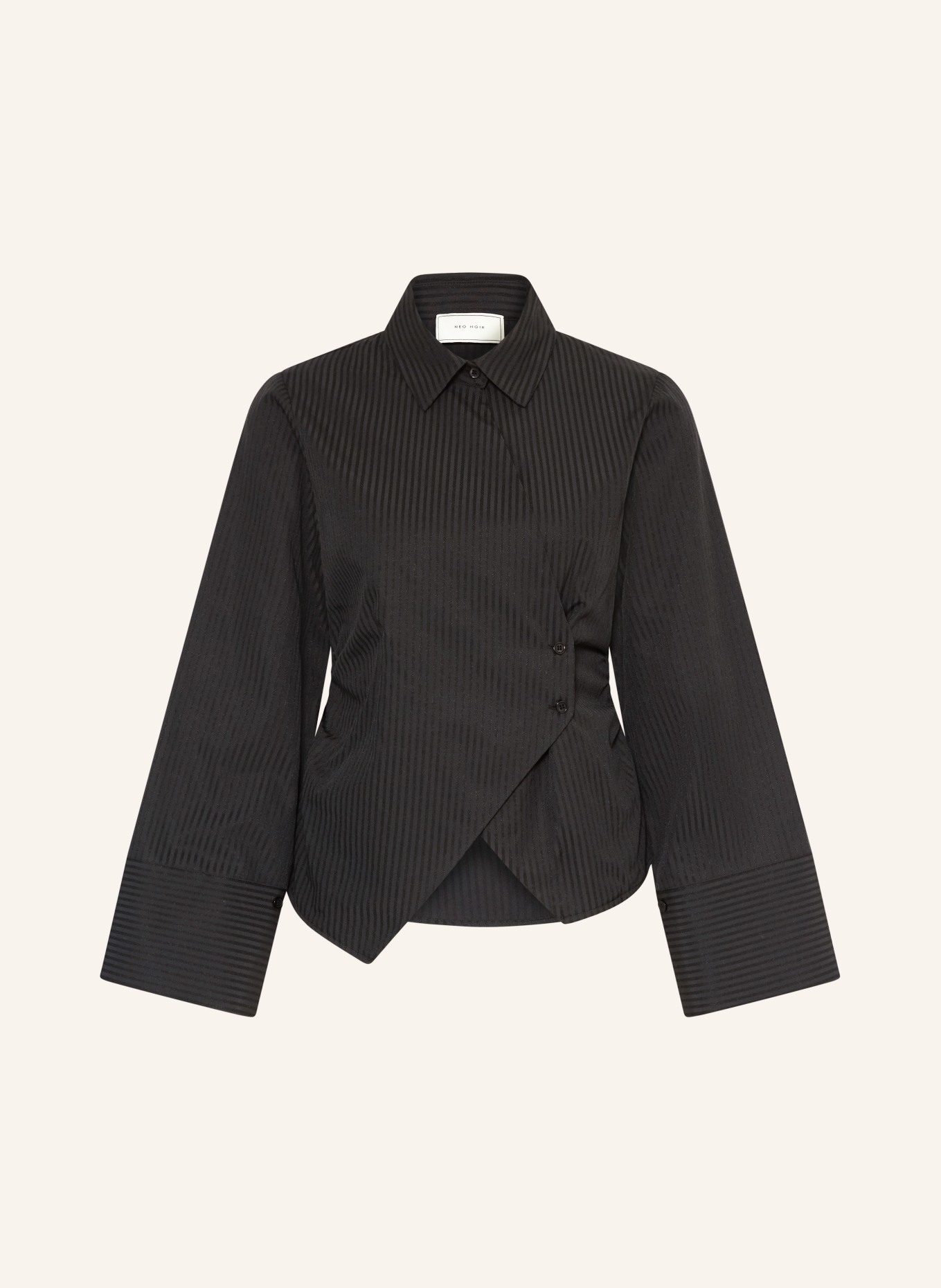 NEO NOIR Hemdbluse FENLI in Wickeloptik: SCHWARZ