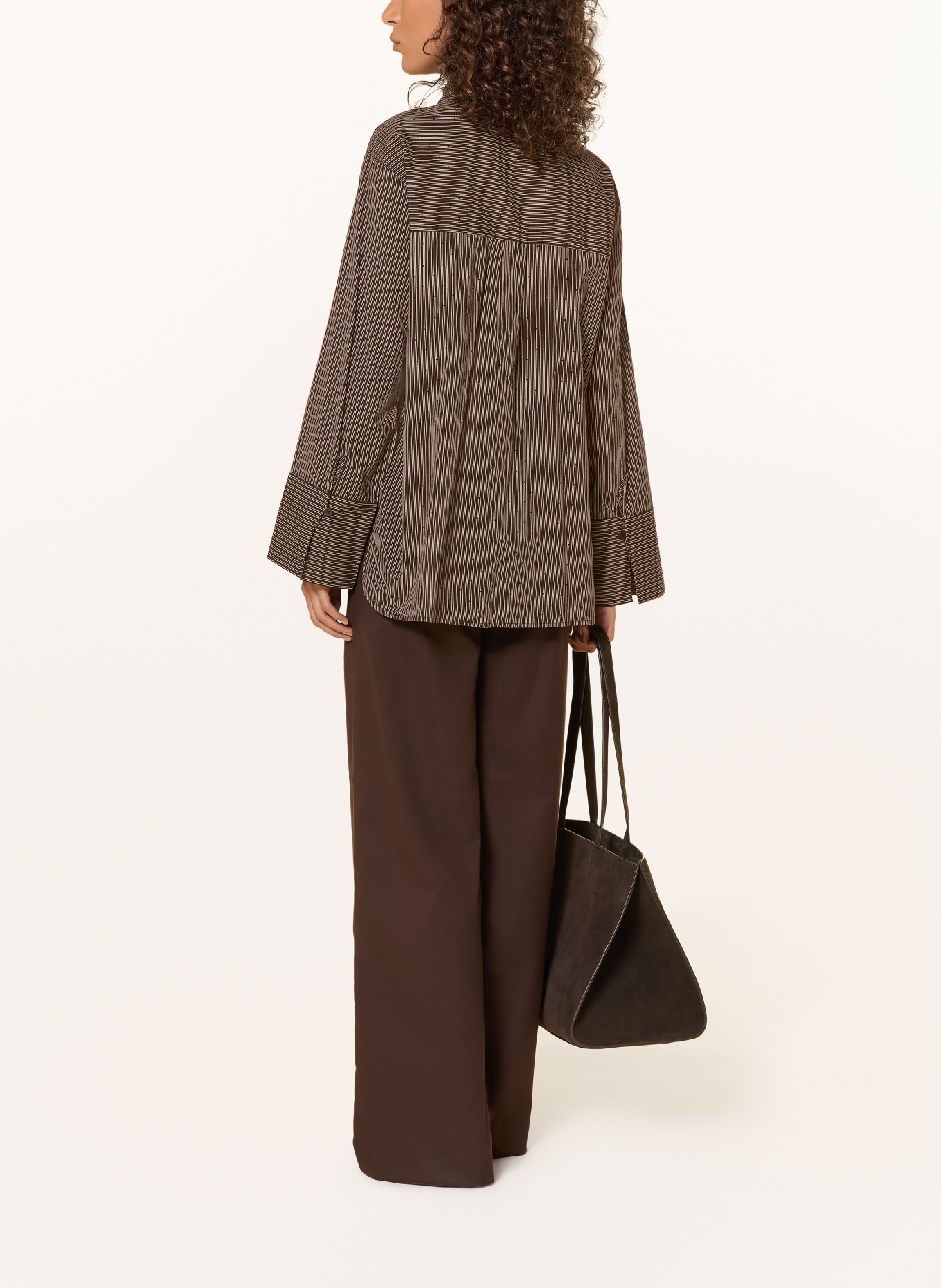 NEO NOIR Hemdbluse DITA mit Schmucksteinen: DUNKELBRAUN / BEIGE / SCHWARZ