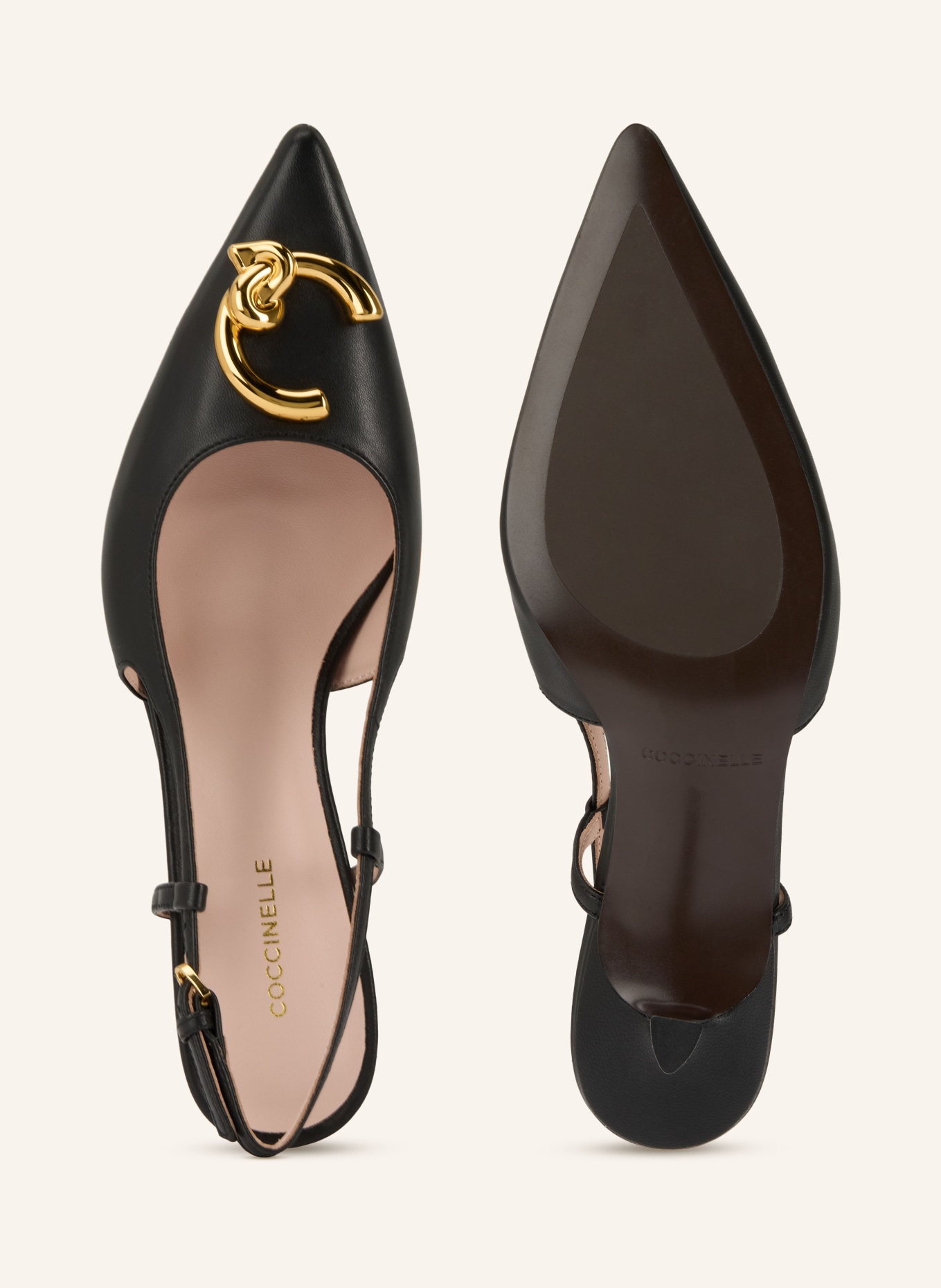 COCCINELLE slingback pumps: BLACK / GOLD