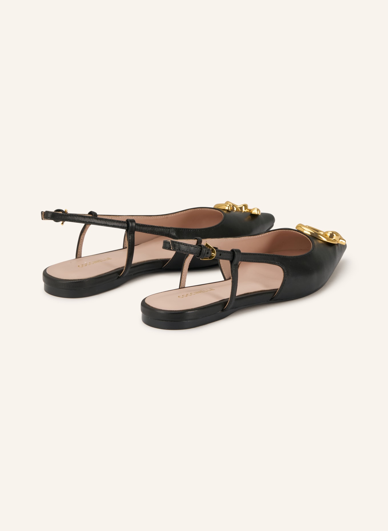 COCCINELLE sling ballerinas: BLACK / GOLD