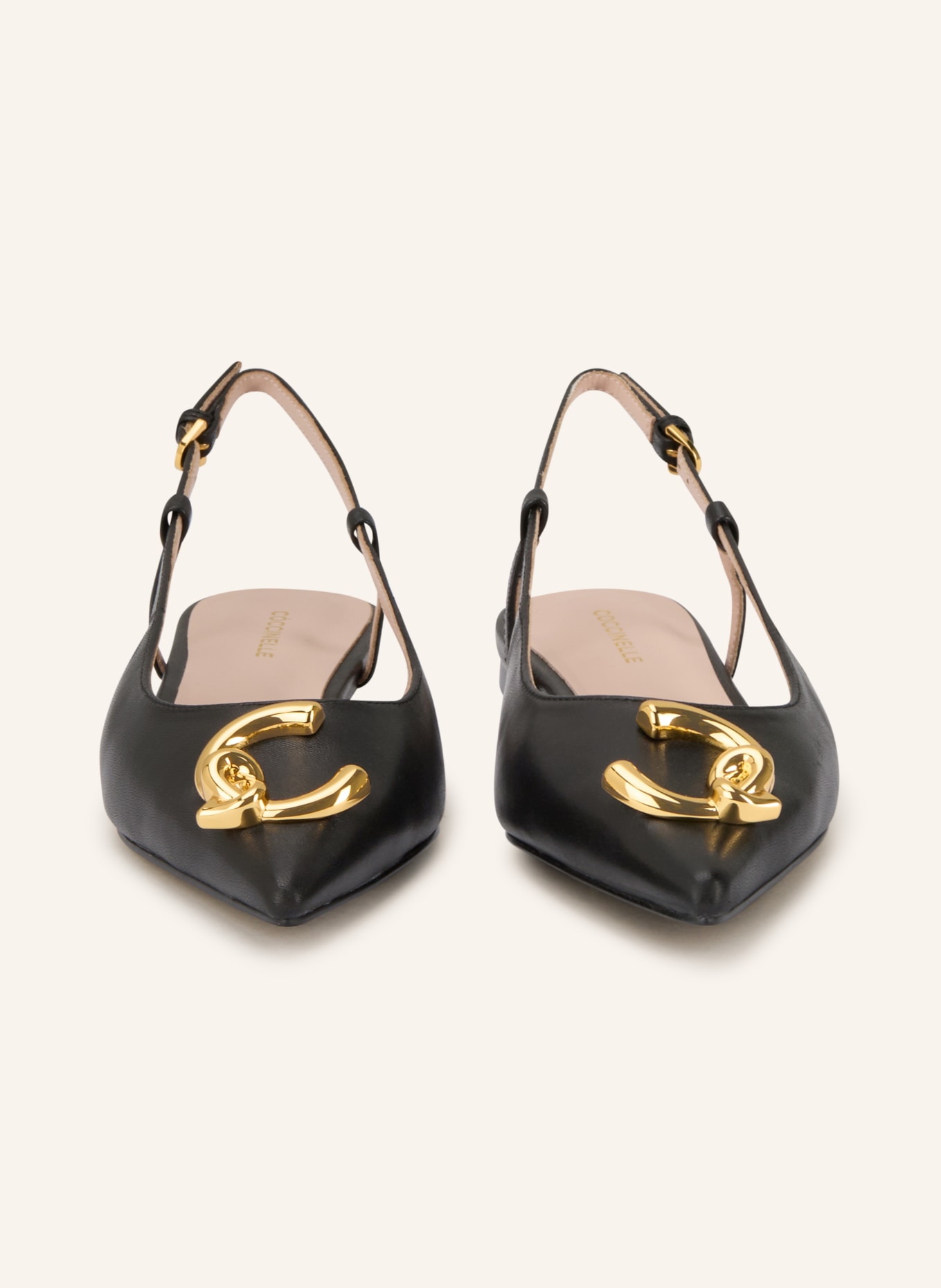 COCCINELLE sling ballerinas: BLACK / GOLD