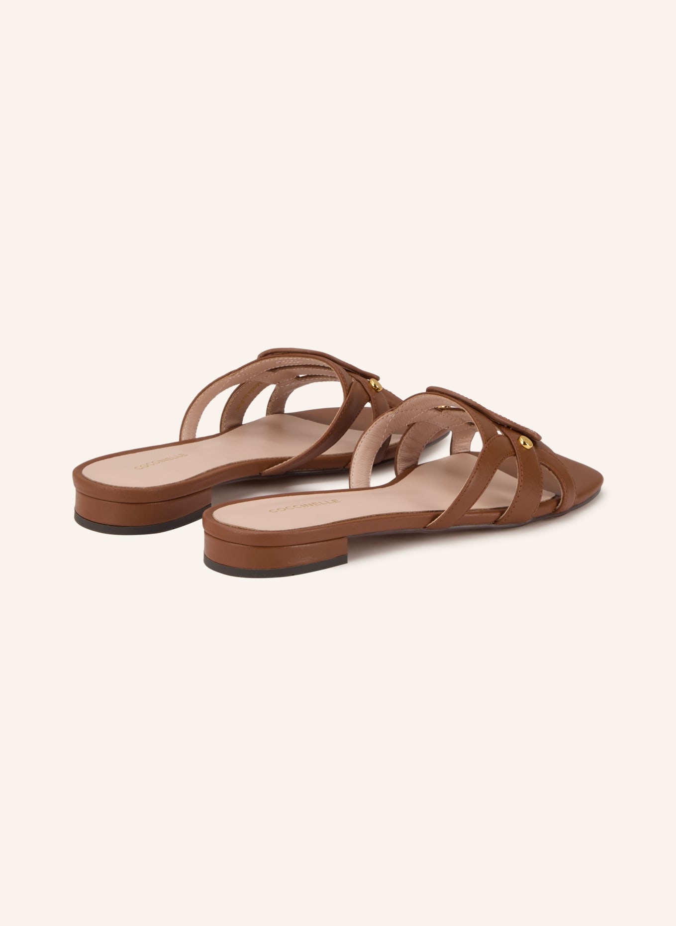 COCCINELLE Mules: COGNAC / GOLD