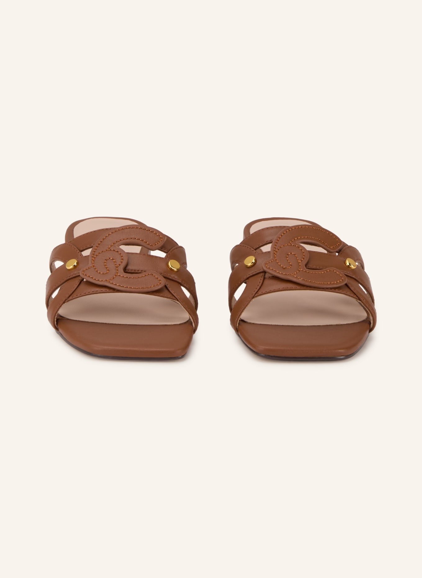 COCCINELLE Mules: COGNAC / GOLD