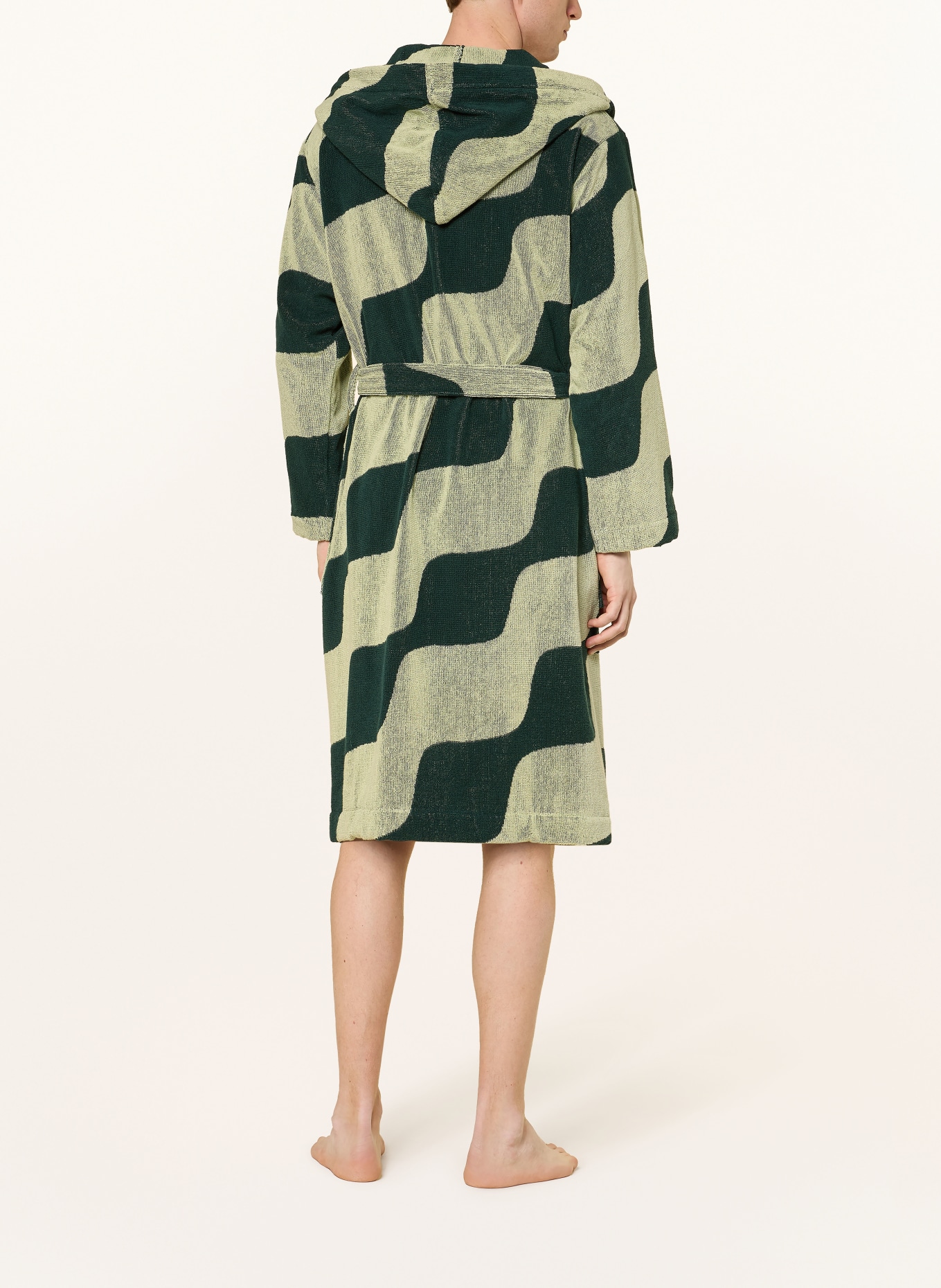 marimekko Unisex-Bademantel TAIFUUNI mit Kapuze: HELLGRÜN / DUNKELGRÜN