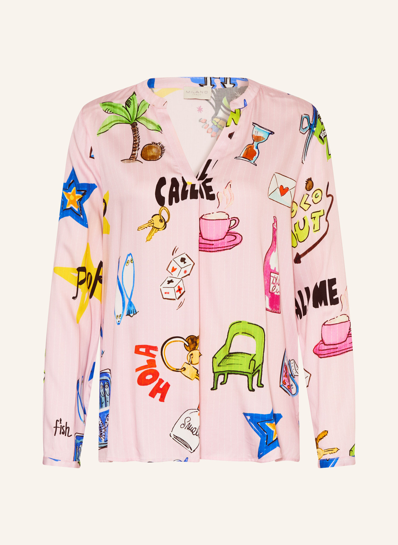 MILANO ITALY blouse shirt: PINK / GREEN / BLUE