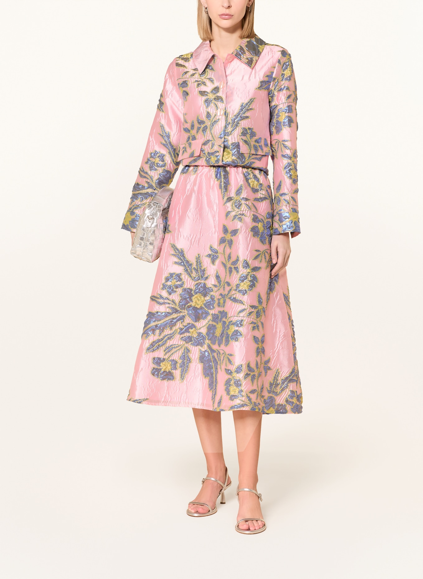 MILANO ITALY Kastenjacke aus Jacquard: ROSA / HELLGRÜN / BLAU