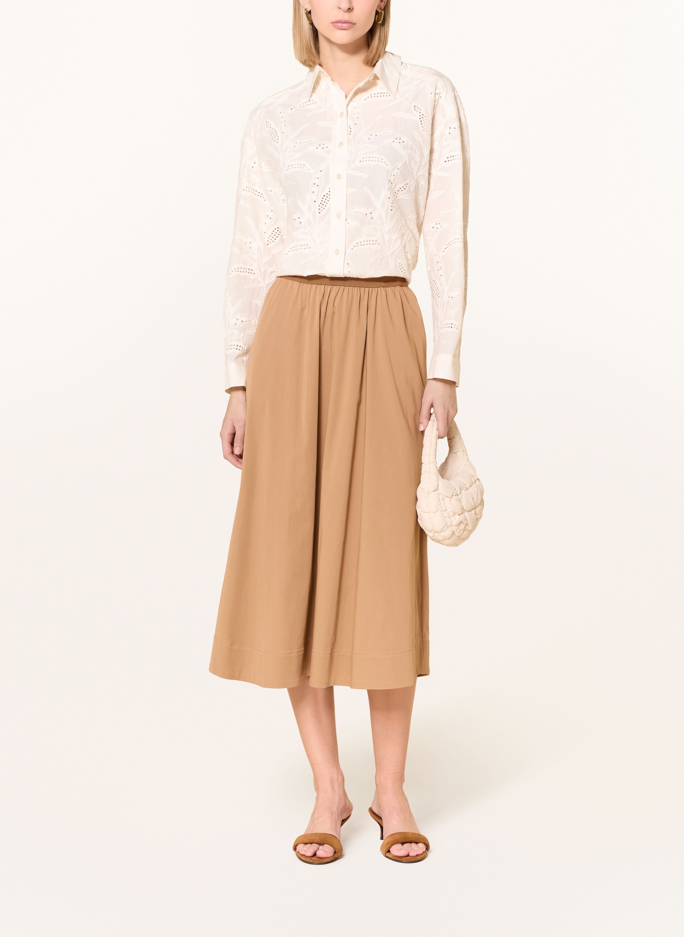 MILANO ITALY Košile z krajky s otvory: KRÉMOVÁ