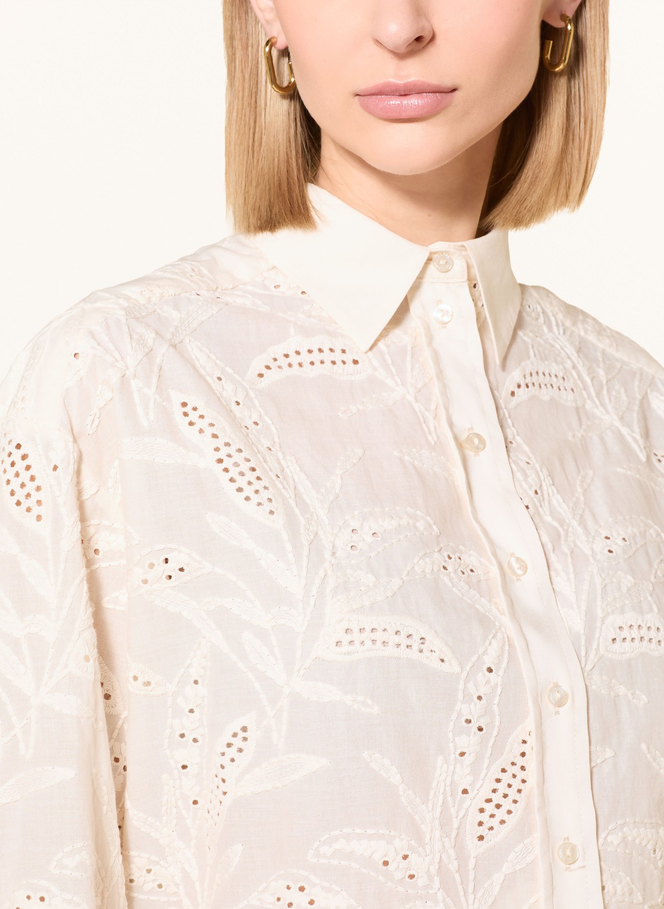 MILANO ITALY Košile z krajky s otvory: KRÉMOVÁ